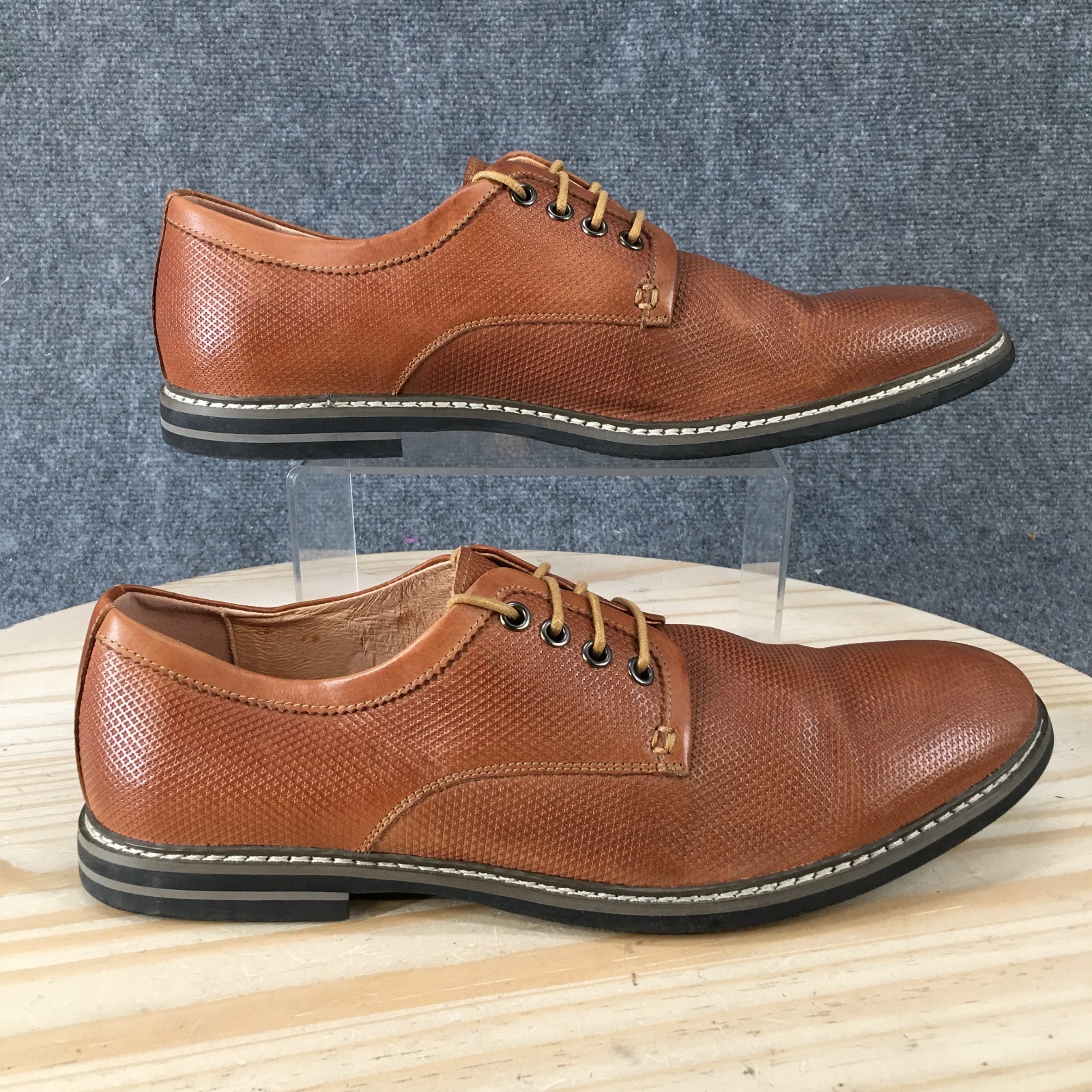 Joseph Abboud Daytona Dress Oxford Shoes Mens 12 Casual Textured Leather Brown