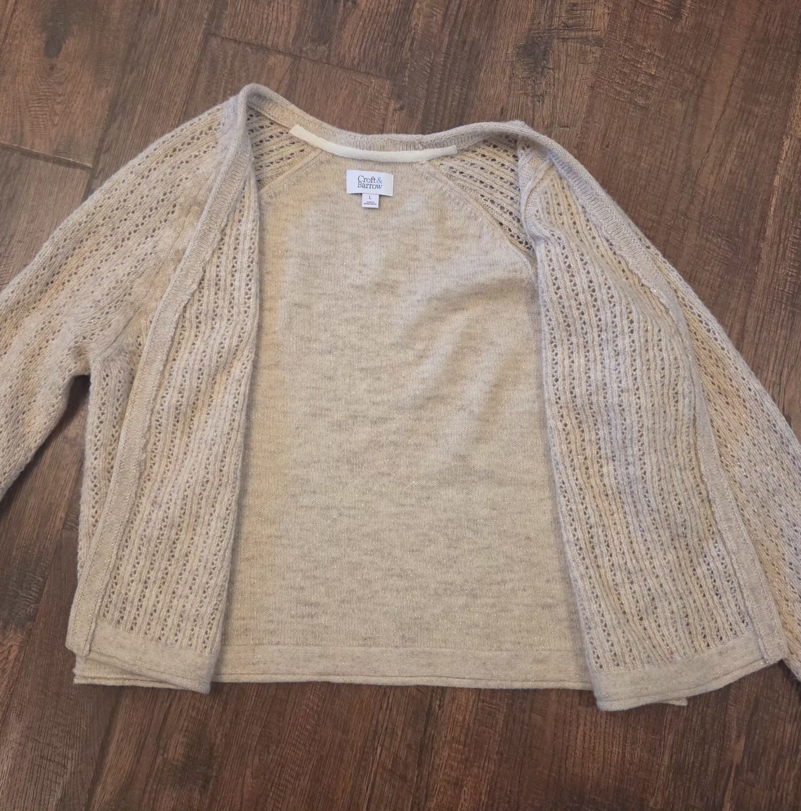 Croft And Barrow Cropped Cardigan With Sparkle Womens L All Seasons NWOT