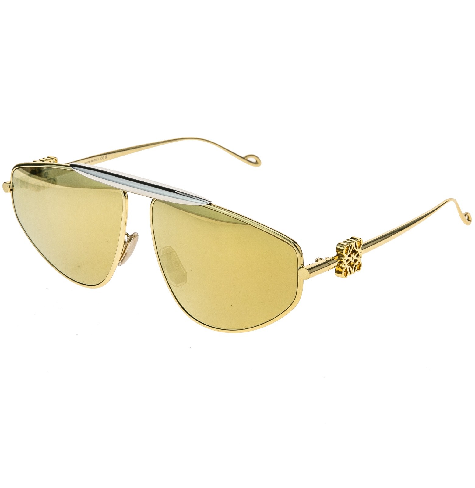 LOEWE LW40116U 40116 Metal 3D ANAGRAM Mask White Gold Mirrored Sunglass 25G