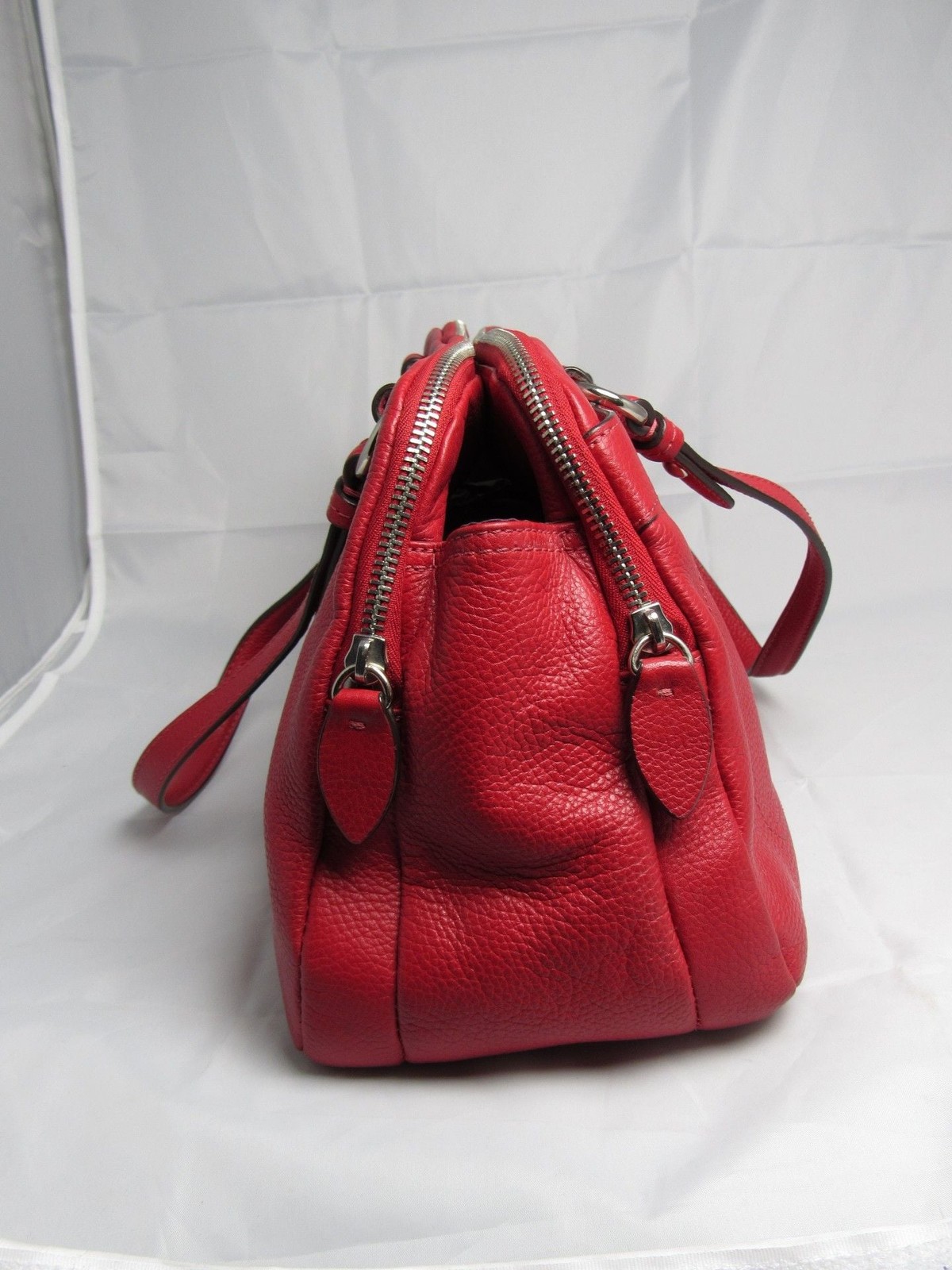 Coach Red Pebbled Leather Satchel Handbag