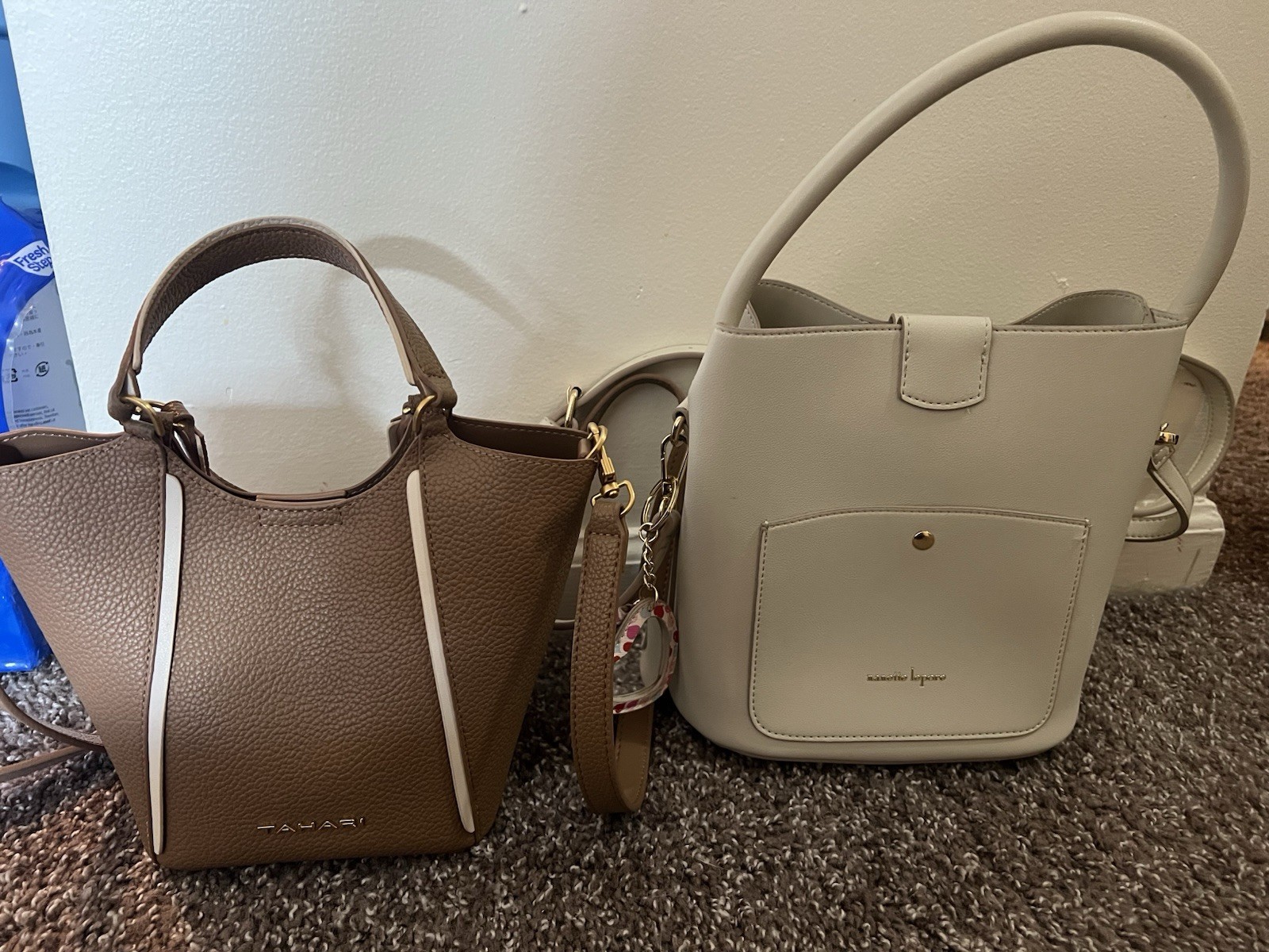 Tahar And Nanette Lepore Bucket Bags Small Lot Of 2 Brown And White