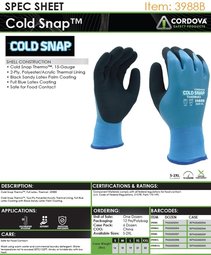 BLUE Waterproof Insulated Cold Weather Winter Fishing Construction WORK GLOVES