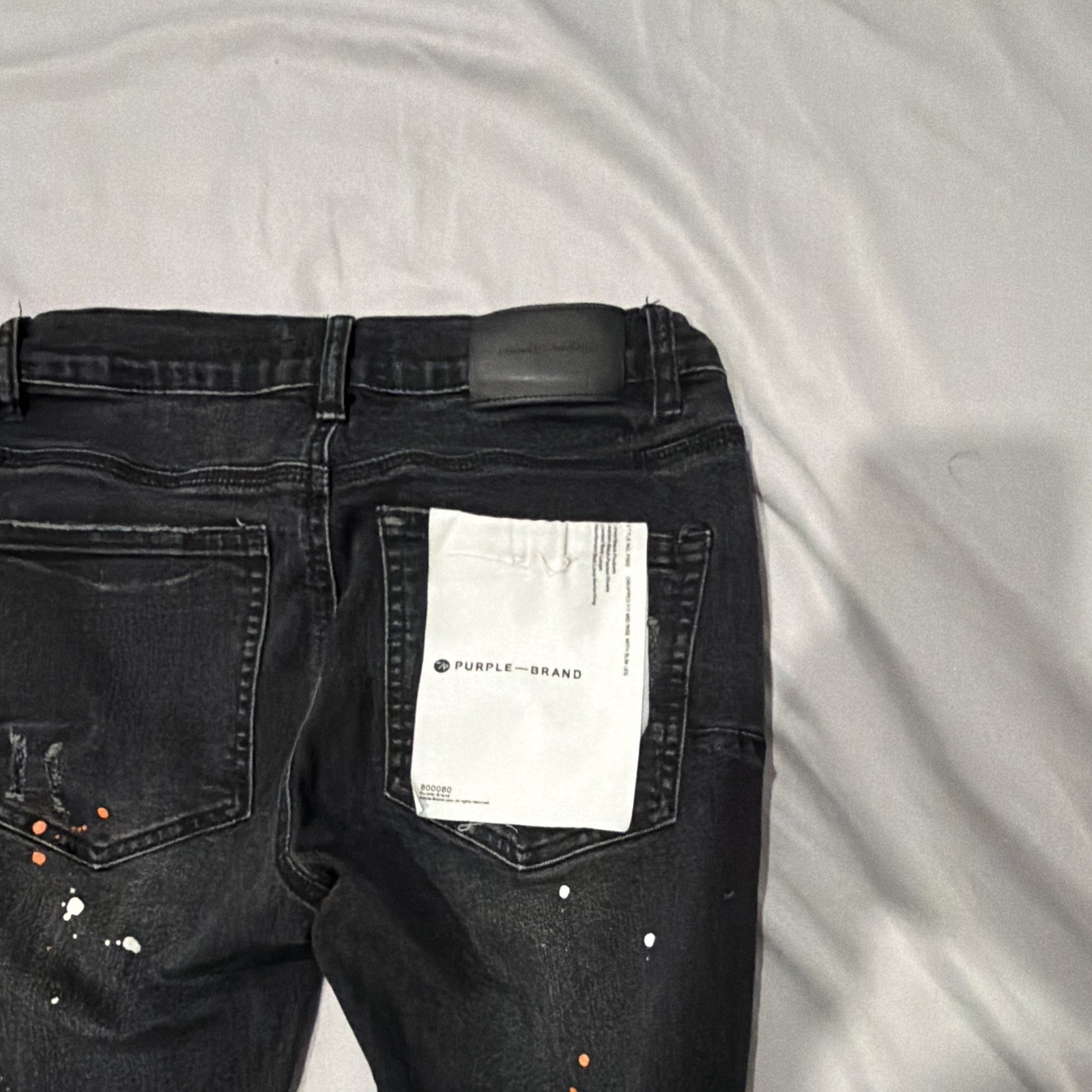 Purple Brand Men’s Black Dark Wash Slim Skinny Distressed Denim 5-Pocket Jeans