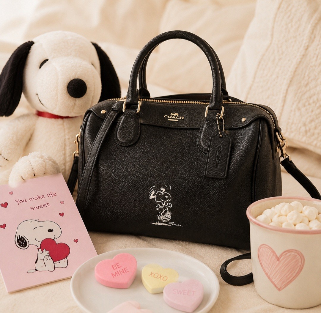 Coach x Peanuts Snoopy Mini Bennett Satchel Black Leather Crossbody Bag NWOT
