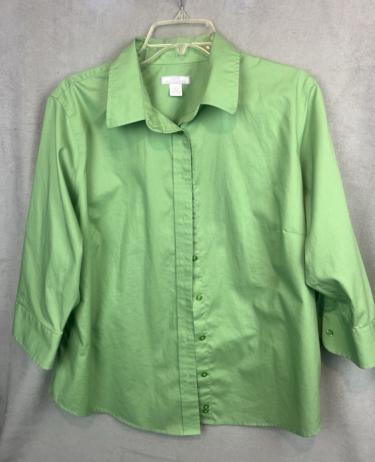 Lady Hathaway Blouse / Shirt Green Ladies Sz XL Fitted Collar Button Down