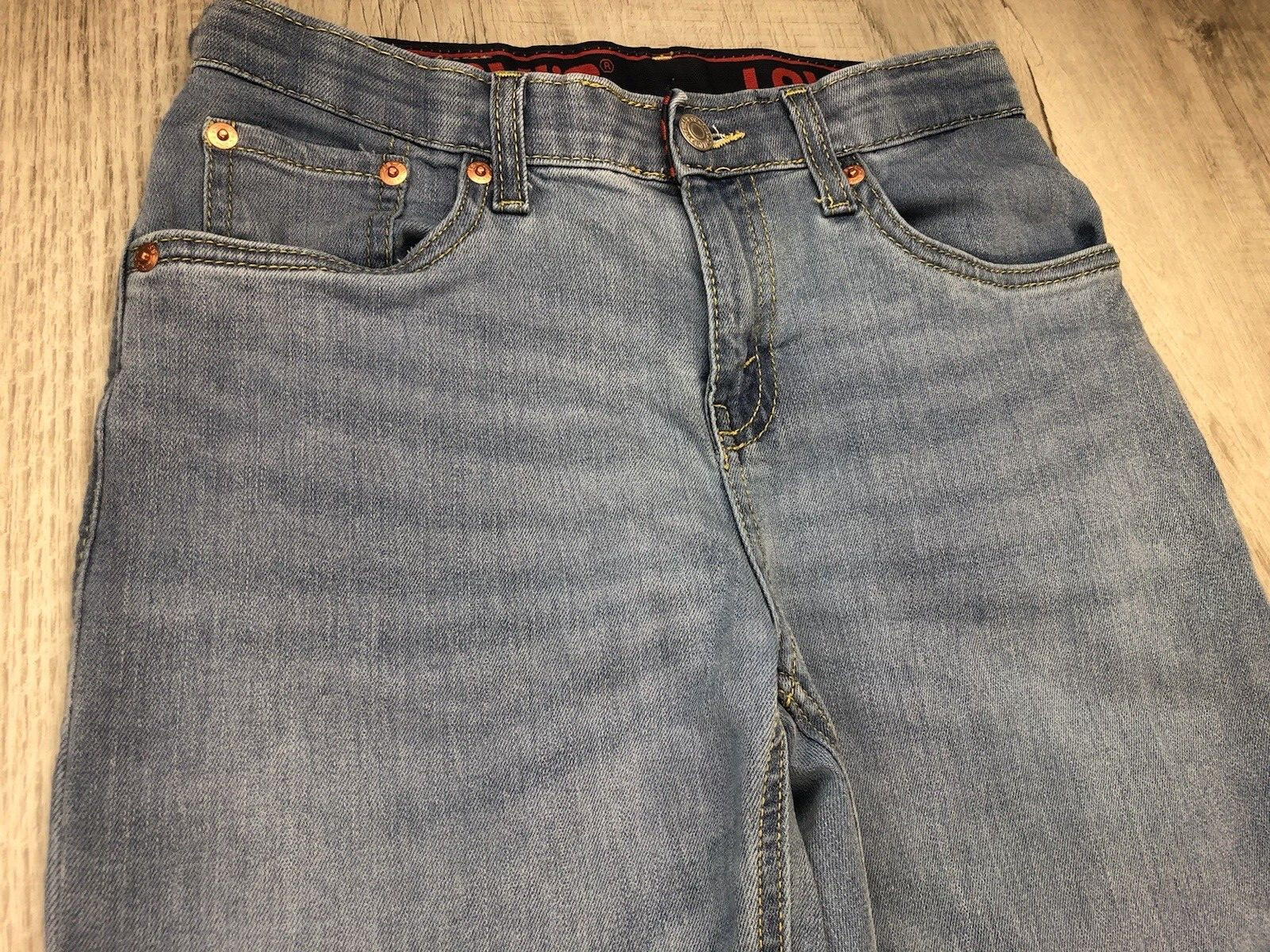 Levi’s 514 Jeans Lite Blue Denim Womens Tag Size 14 Reg W27xL29 (Actual 26.5×28)