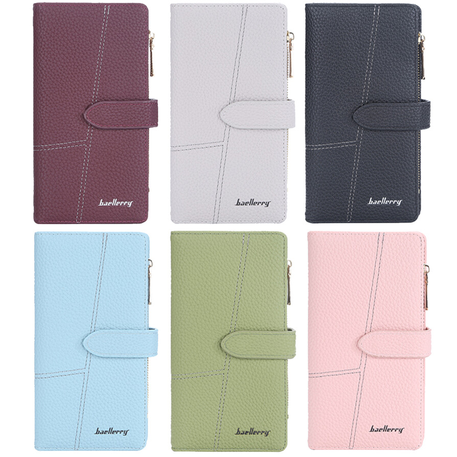 Women Slim Trifold Wallet with Zipper Pocket Hasp Clutch Purse Multi Card Holder