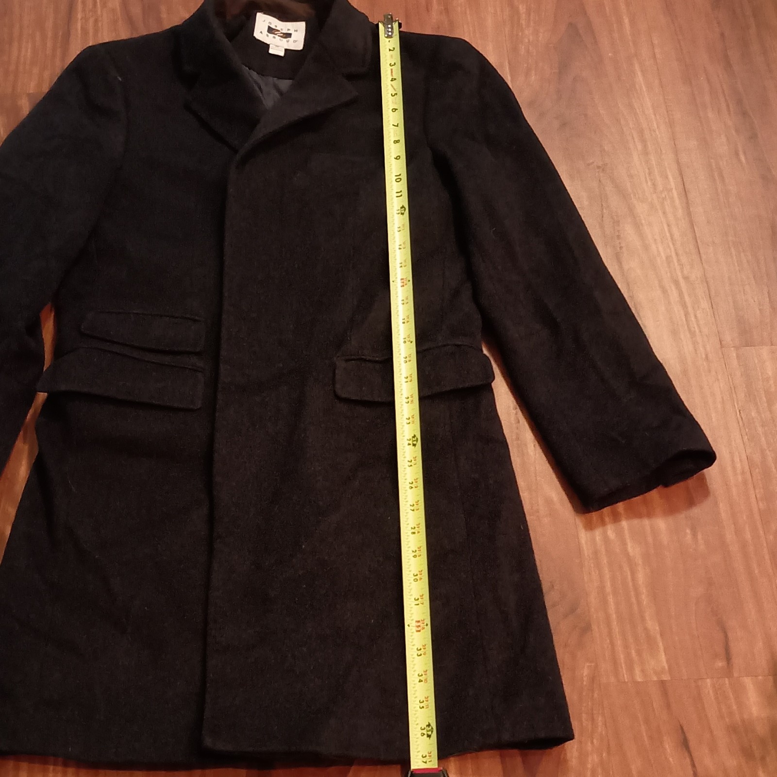 Joseph Abboud Men’s Black Wool Blend Overcoat Lined Pockets 36 Regular