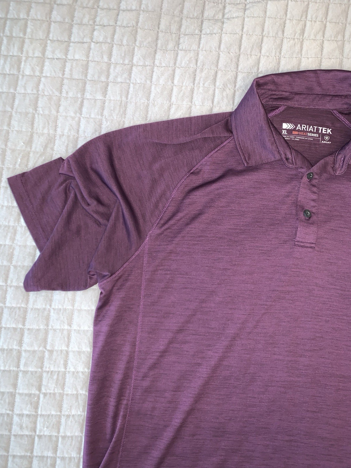 ARIAT TEK Heat Series Mens Large Burgandy Short Sleeve Polo Shirt