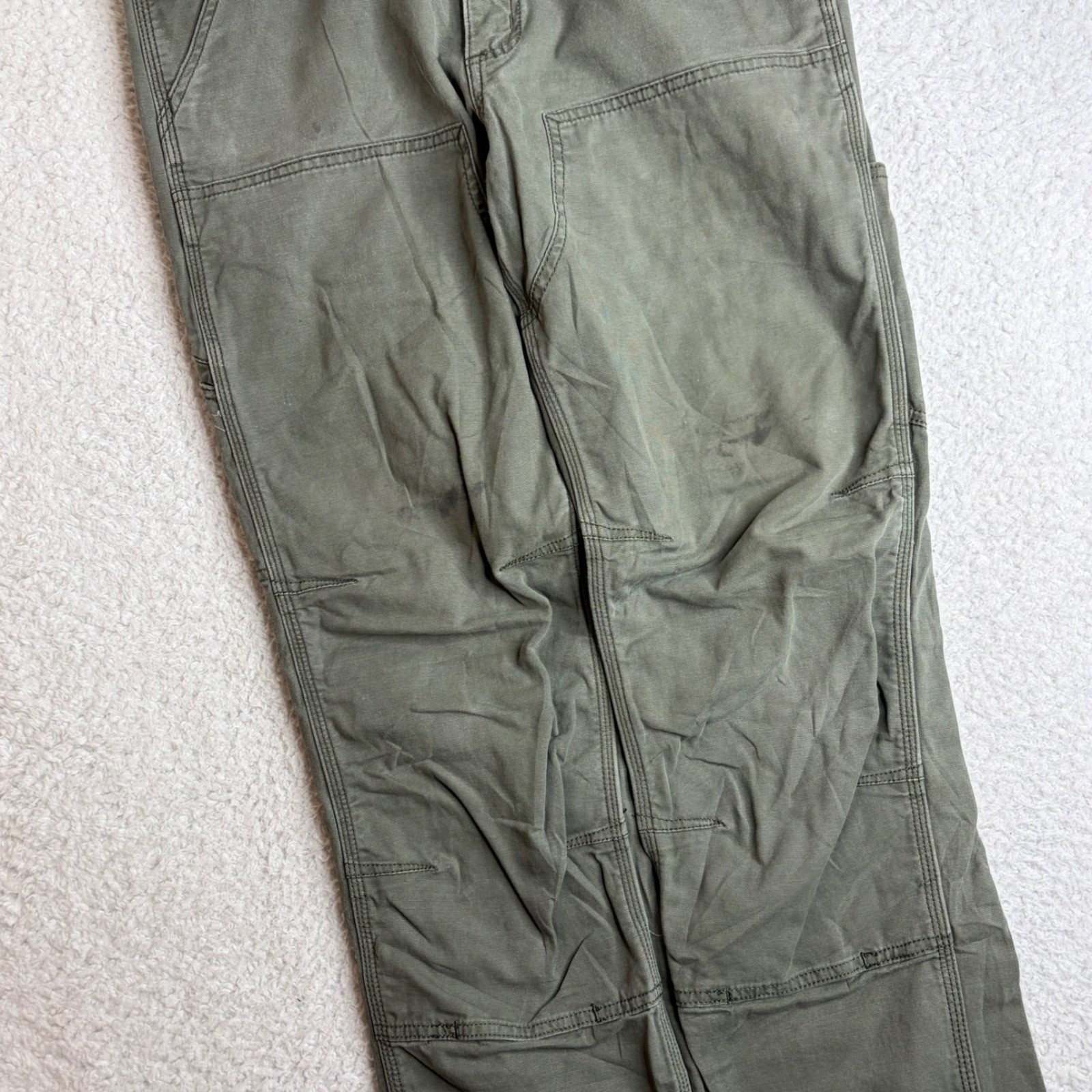 Carhartt Relaxed Fit double knee front Pants Moss Green 31×34 (32) 102802 MOS