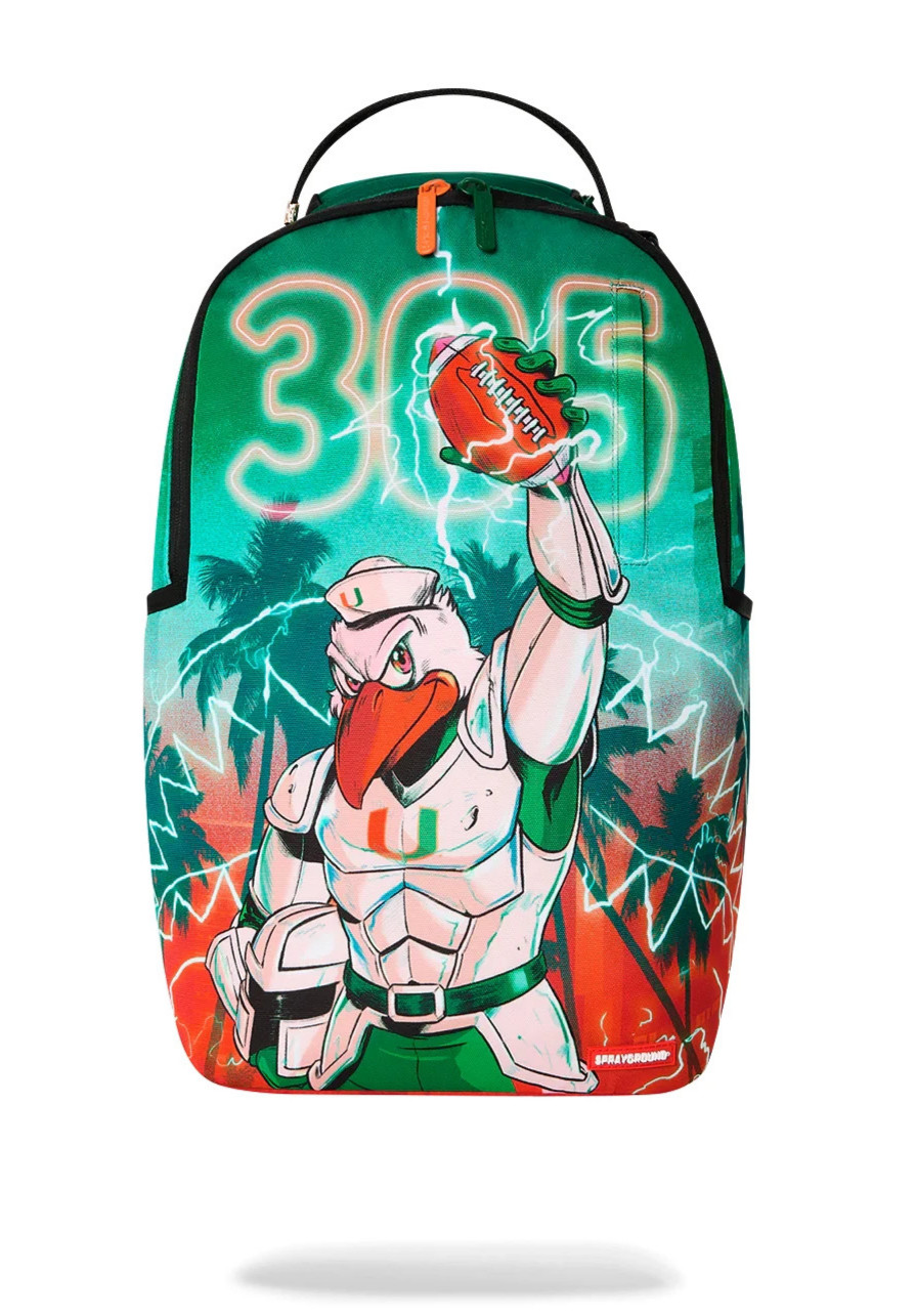 SPRAYGROUND UNIVERSITY OF MIAMI HURRICANES-TOUCHDOWN THUNDER B9538 NEW/BAG/TAGS