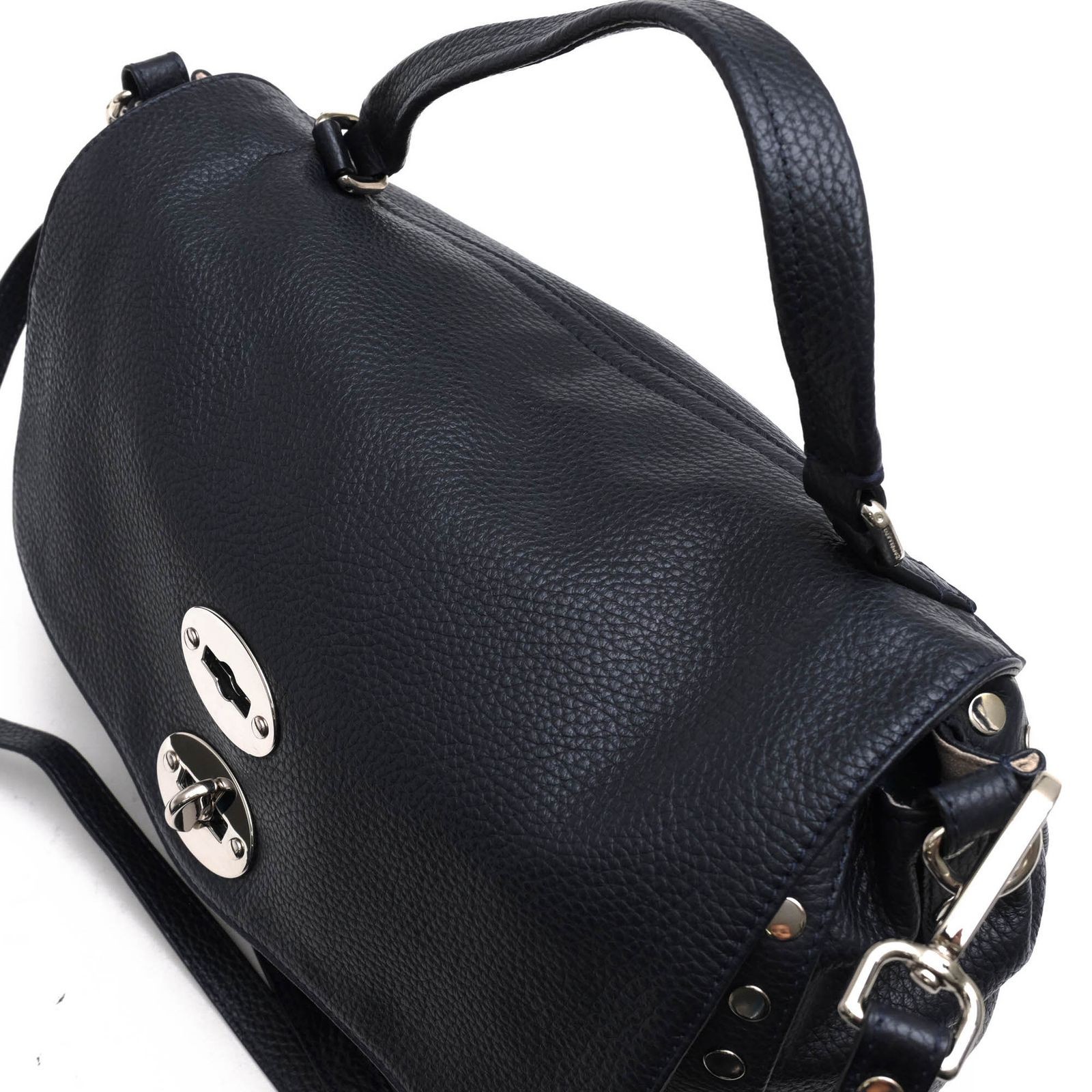 ZANELLATO Postina S Leather Navy Women’s Flap 2WAY Shoulder Tote Bag