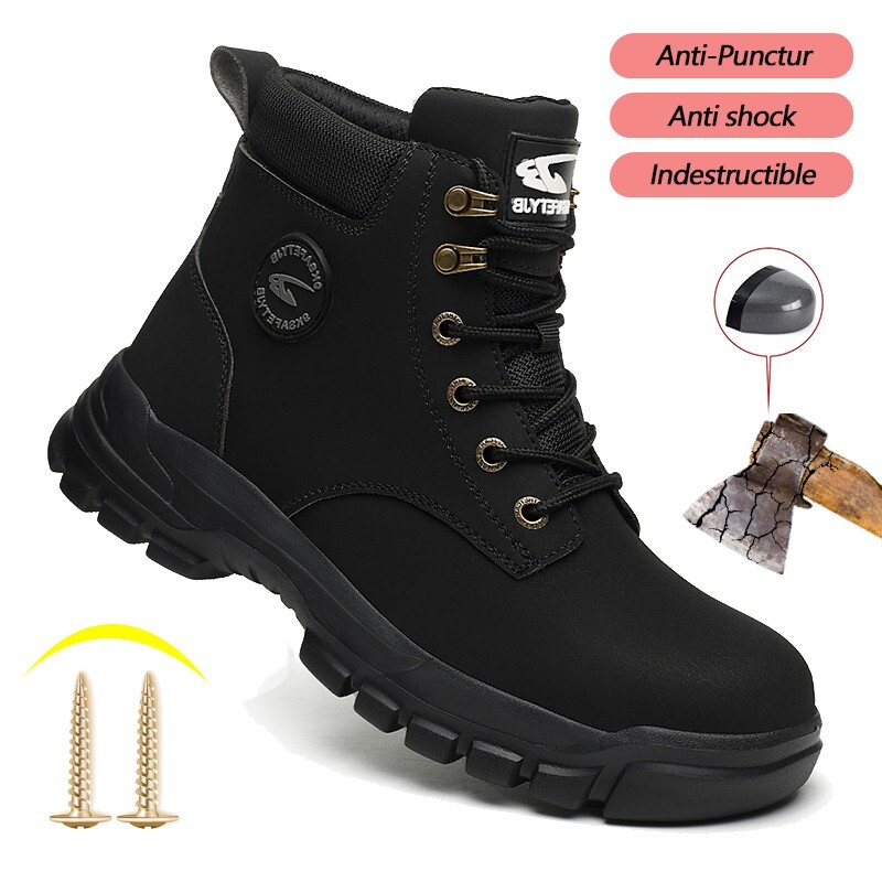 Waterproof Men’s Safety Work Boots Steel Toe Shoes Anti Impact And Anti-Puncture