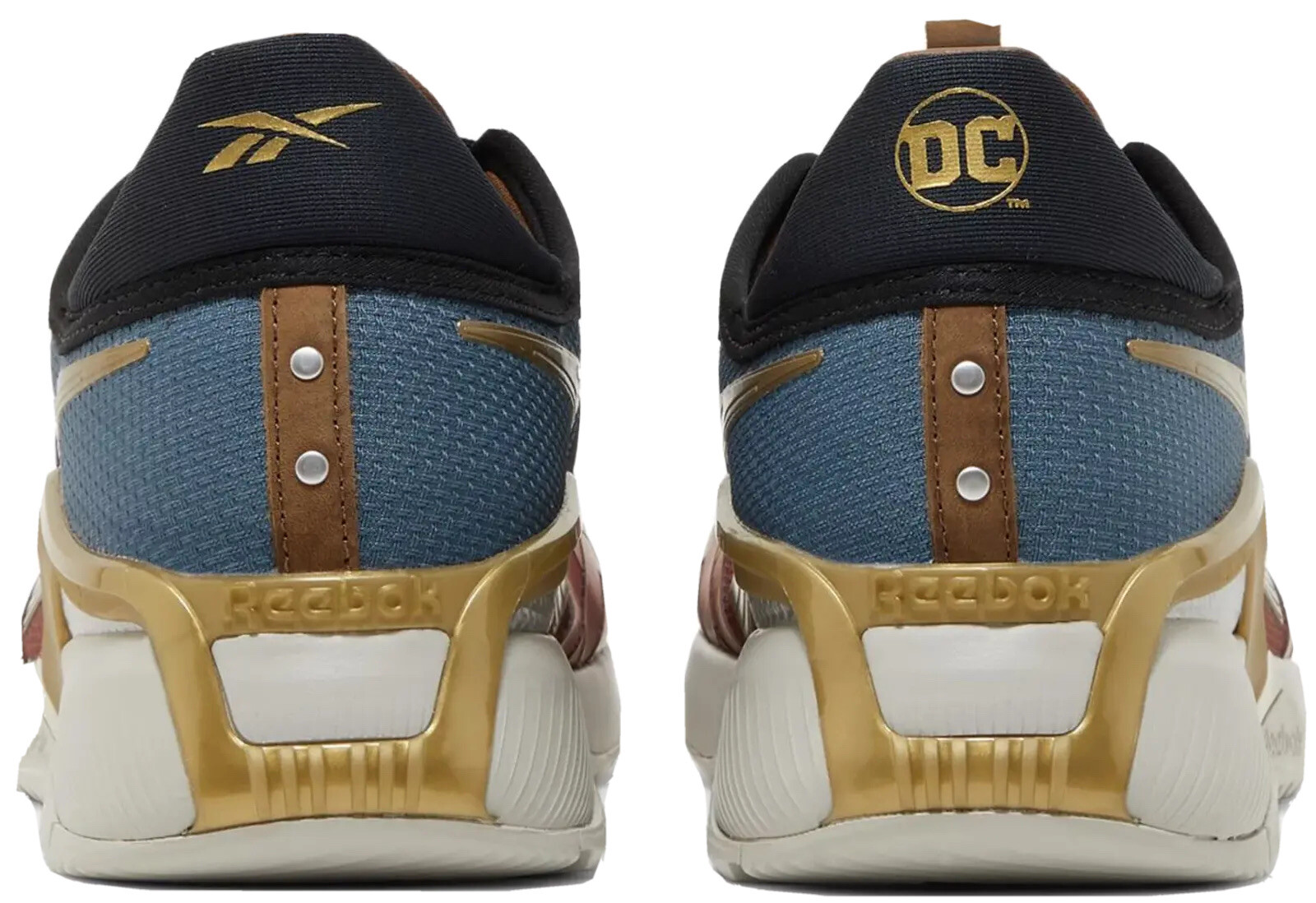 Men Reebok DC Comics Wonder Woman Nano X2 Training Shoes Red Blue Gold HQ4585