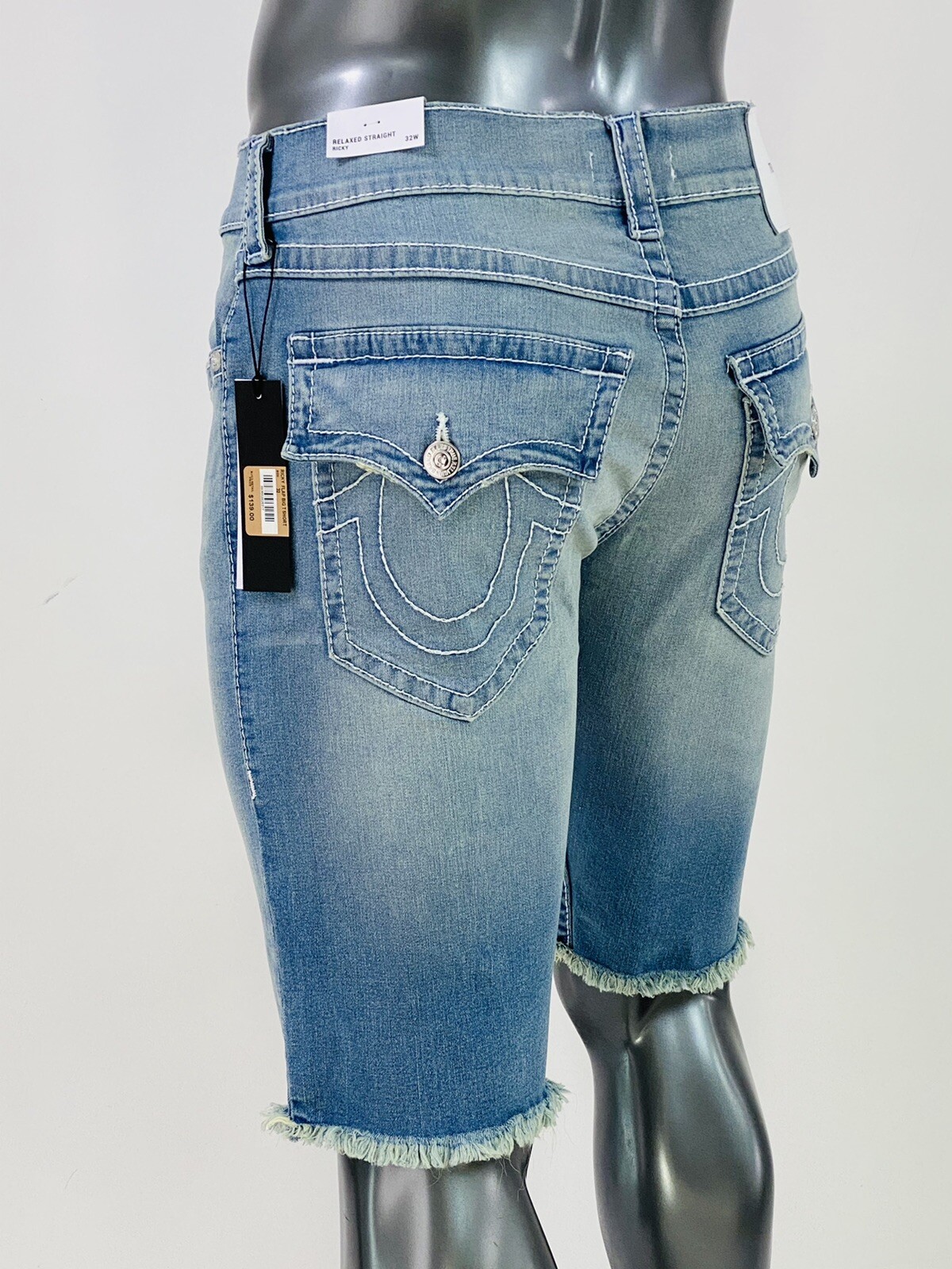 $119 Big Stitch True Religion Men Shorts Cutoff 30 31 32 34 36 38 Baby Blue