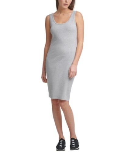 DKNY Women’s Sport Embellished Logo Tank Dress Gray Heather
