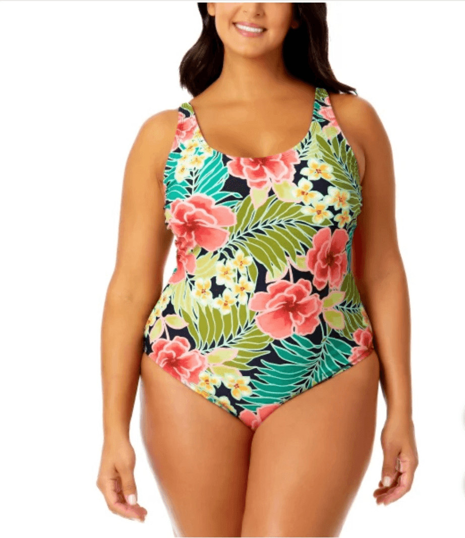 NWT HURLEY Size Large One-Piece Swimsuit Pink Poppy Floral Adjustable Straps New