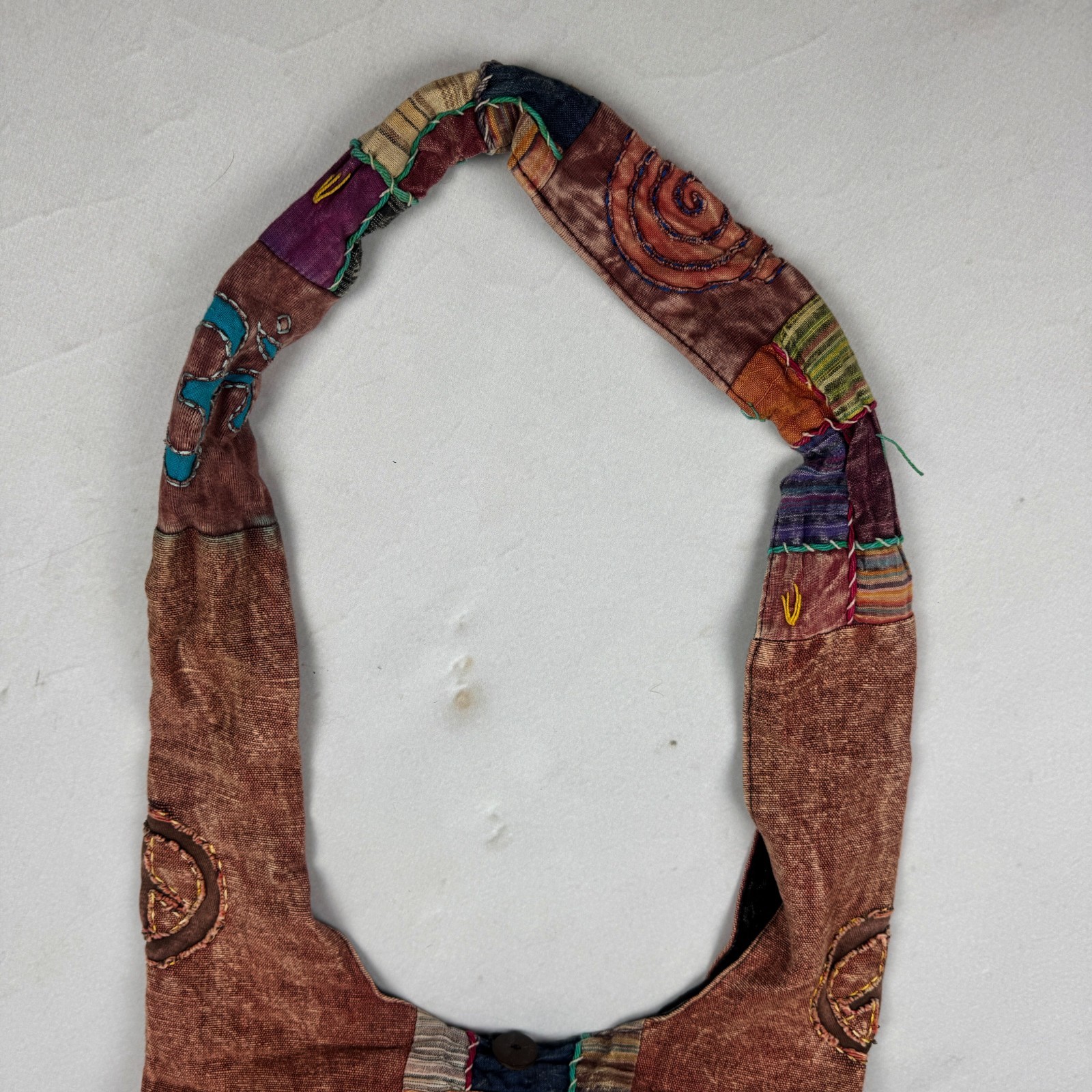 Vintage Hippie Patchwork Peace Sign Shoulder Bag Boho Festival Gypsy Tote