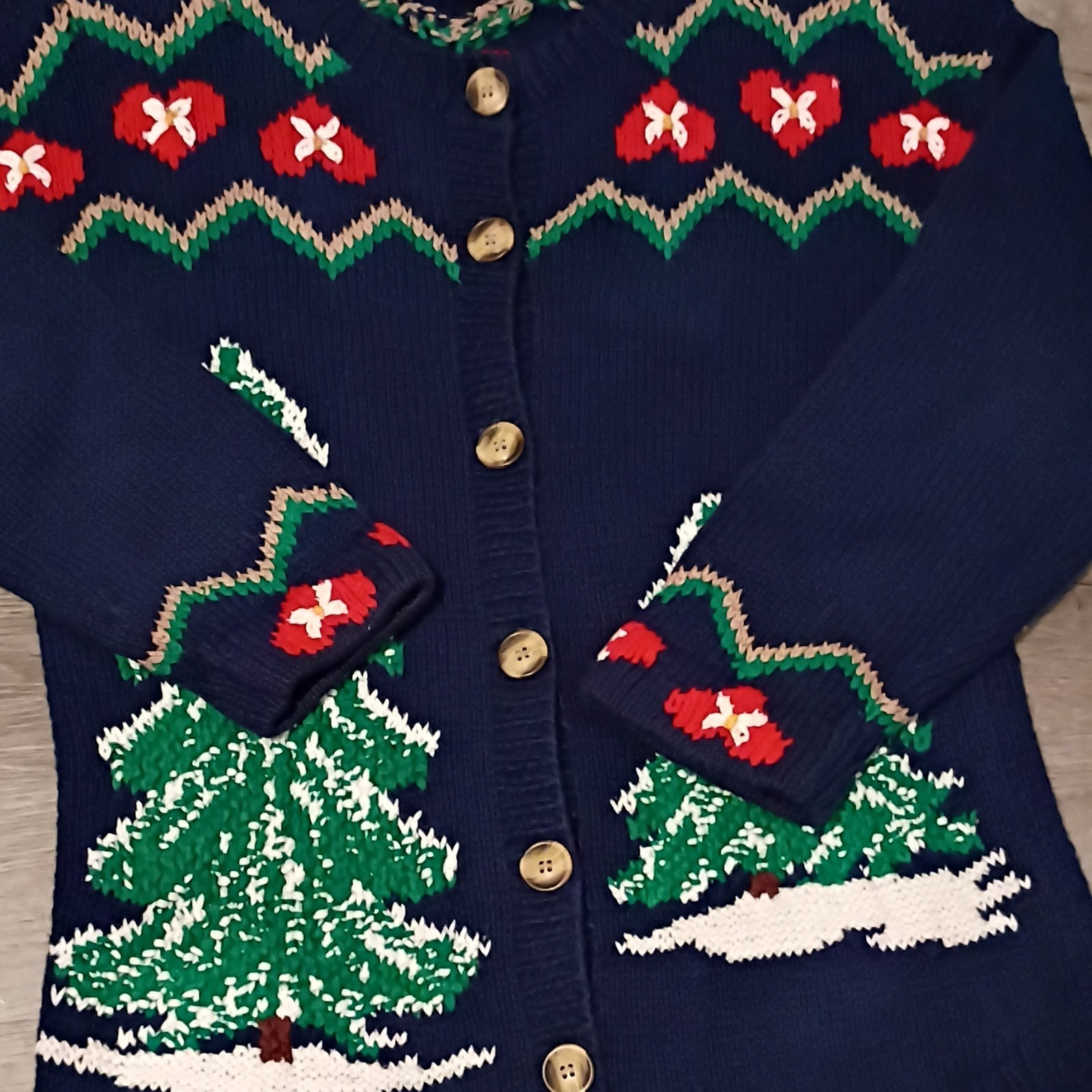Signature by Northern Isles XL Navy Knit Button Cardigan Reindeer