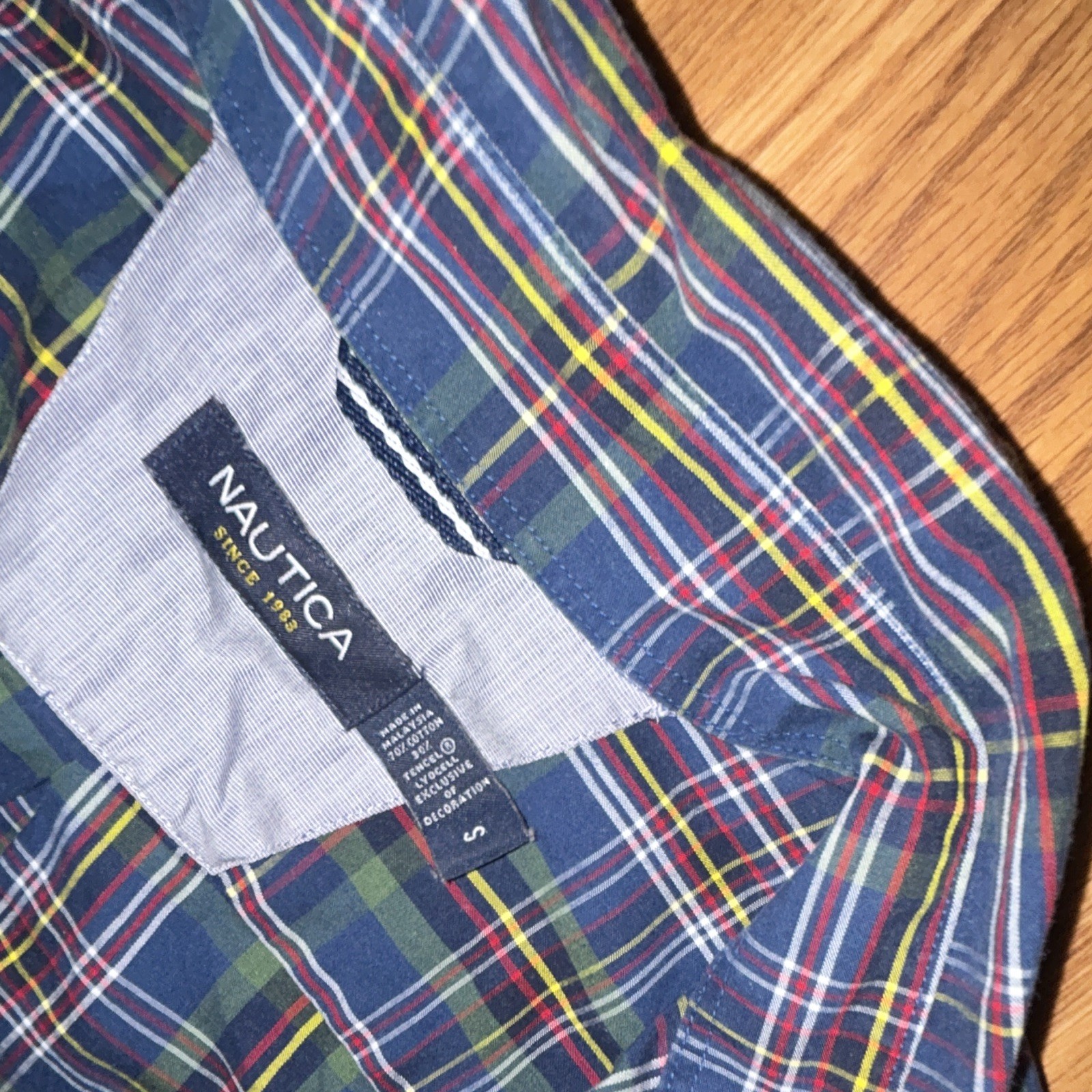 Nautica Men’s Cotton Woven Plaid Button-Down Long Sleeve Shirt Size S