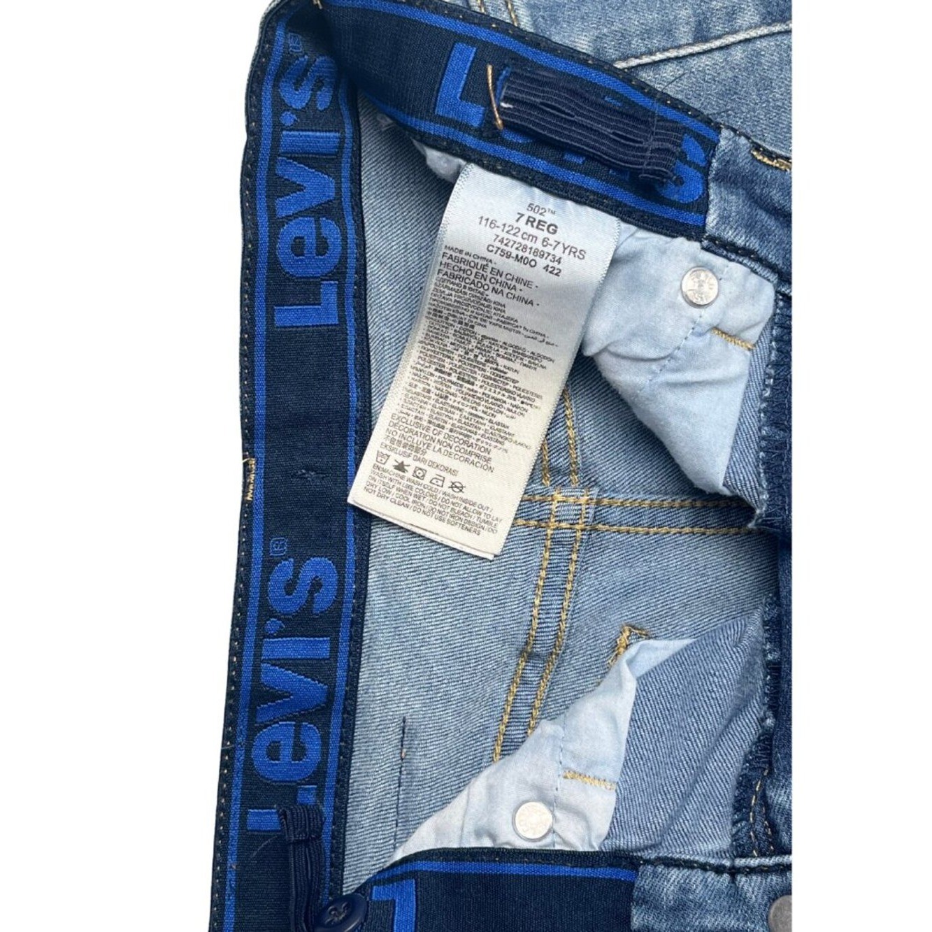 Levi’s 502 Regular Boys Jeans Size 7 Reg Adjustable Waist Light Wash Denim