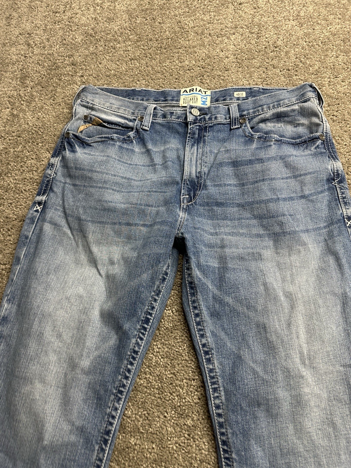 Ariat M2 Traditional Relaxed Boot Cut Jeans Mens 40×32 Blue Denim Western Cowboy