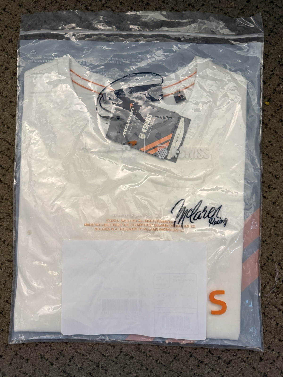 McLaren X K-SWISS Womens FORMULA ONE F1 Team Crop Shirt Logo Size S White