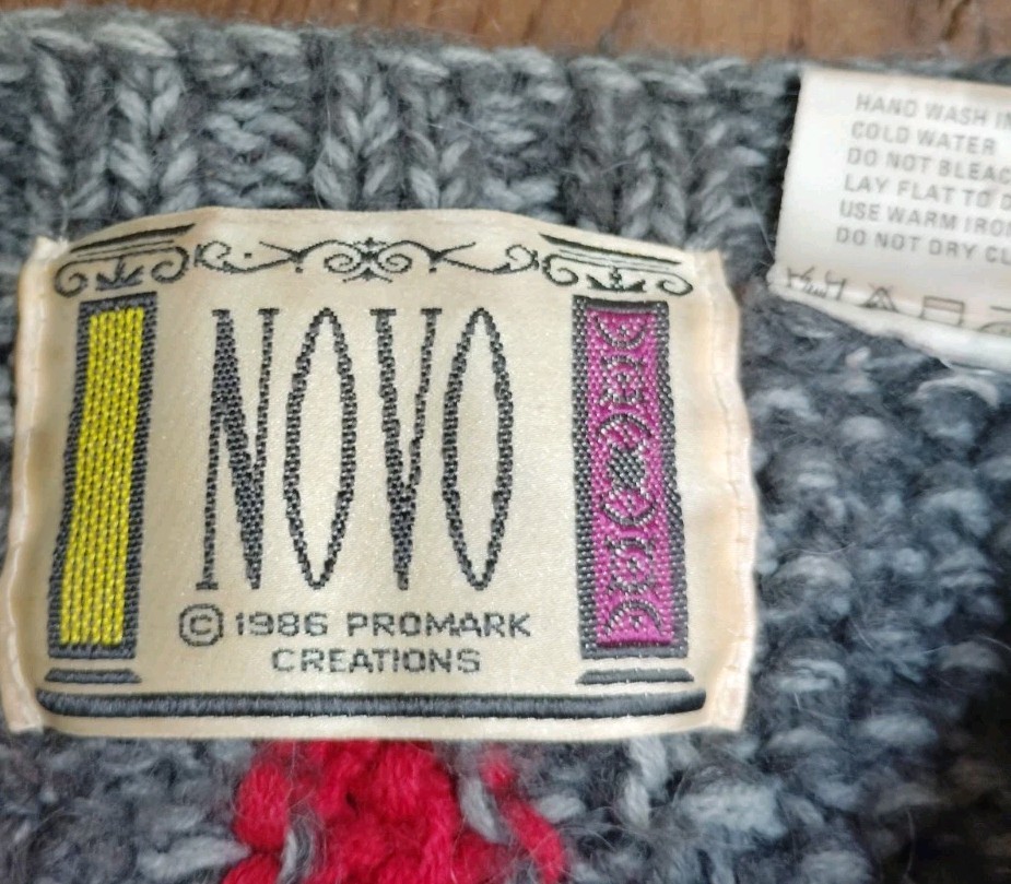 Vintage Novo Creations Sweater Mens Sz L Mohair Chunky Twist Designer Art 80s