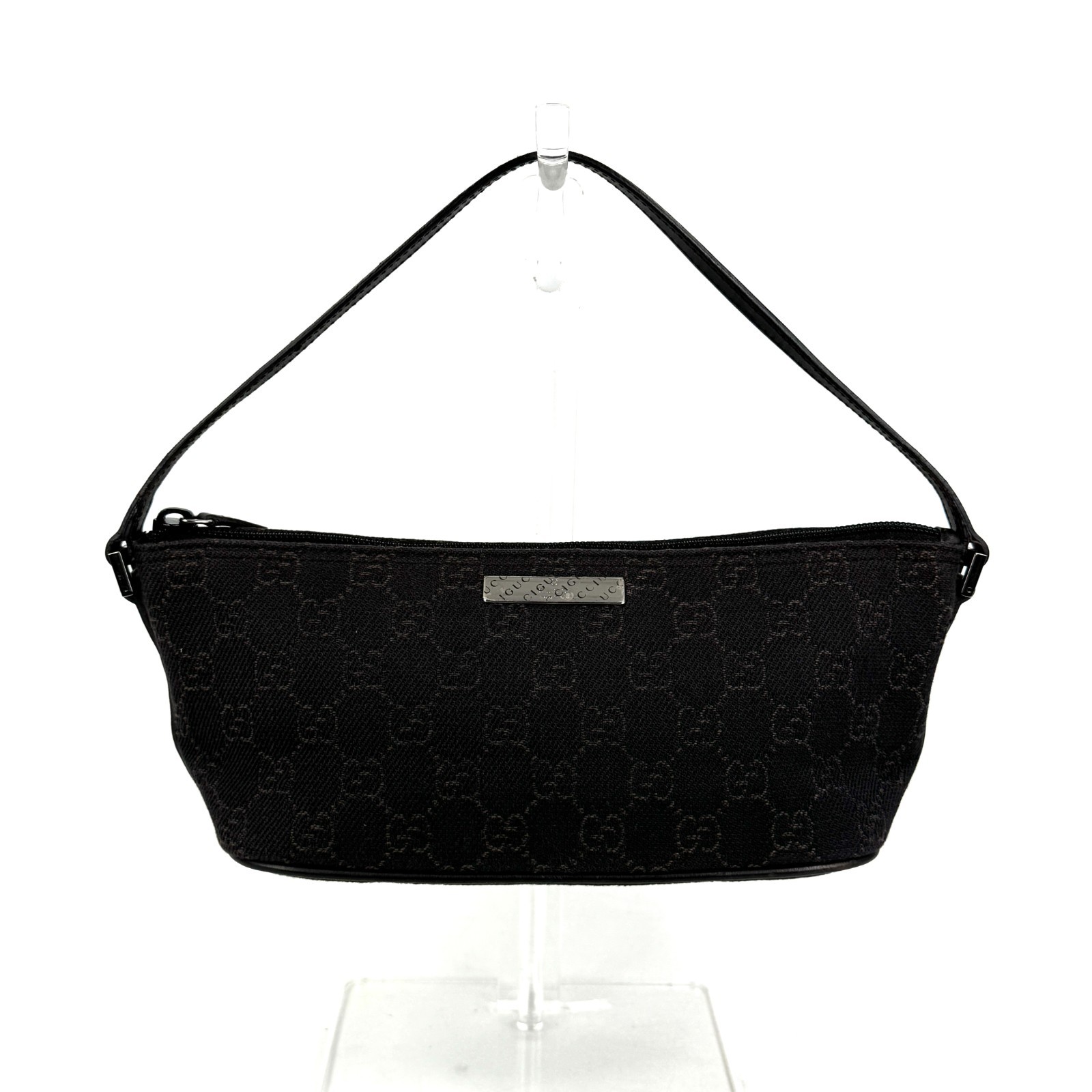 GUCCI GG Canvas Leather Accessory Pouch Mini Handbag *beautiful