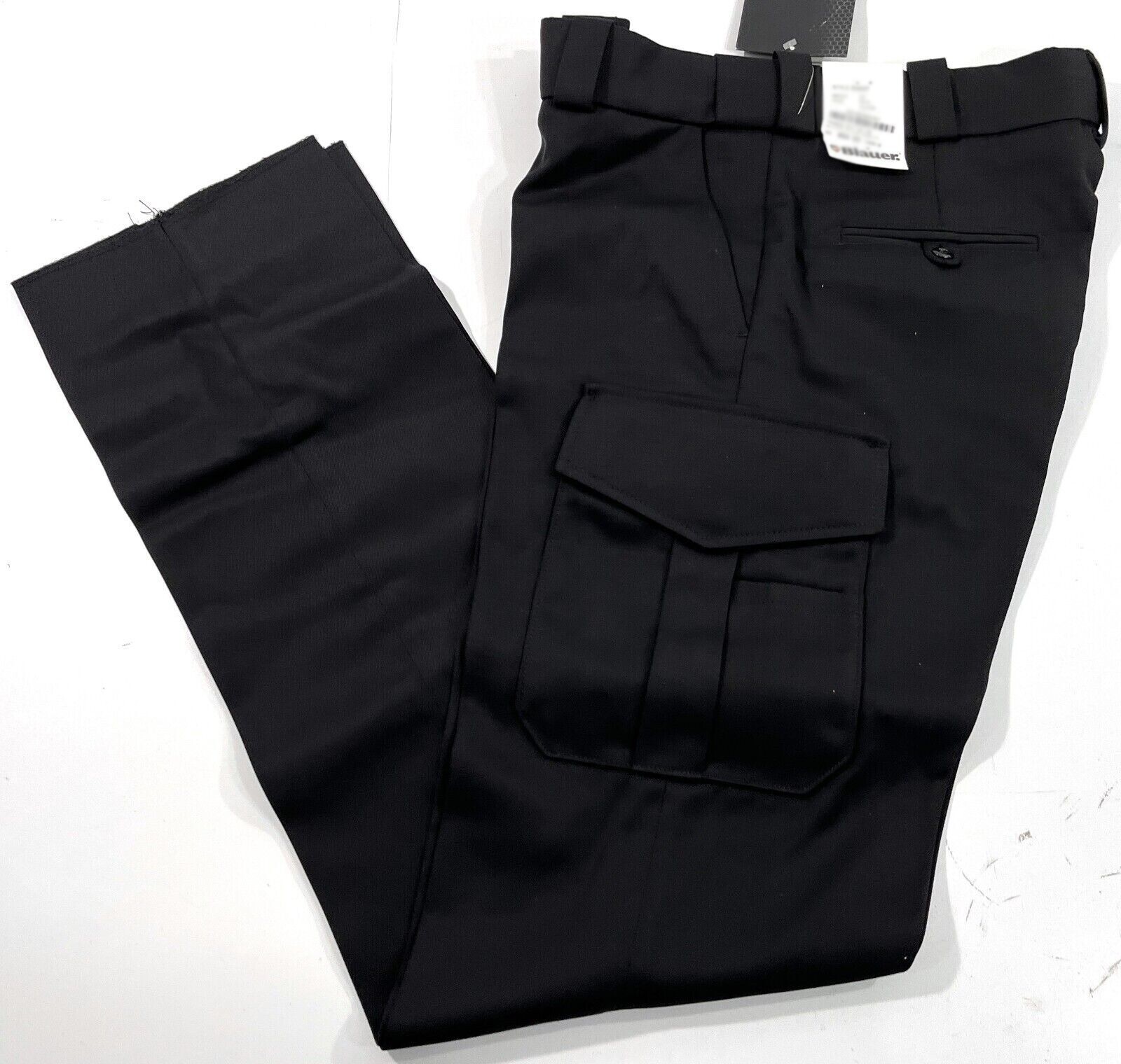 NEW MENS 42×36 BLAUER 8980T POLY RAYON TUNNEL WAIST CARGO PANTS BLACK UNHEMMED