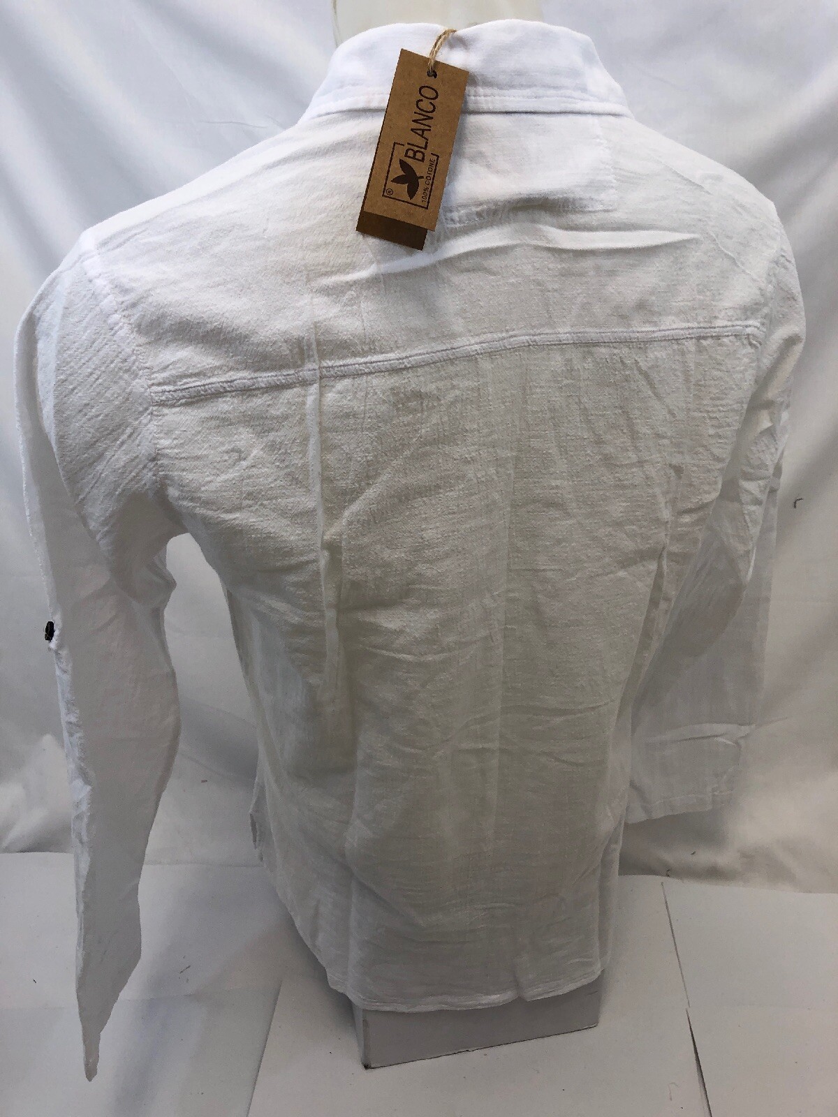 Mens LONG SLEEVE BUTTON UP BLANCO By ENVY WHITE SHIRT BEACH TOP 100% Cotton NWT