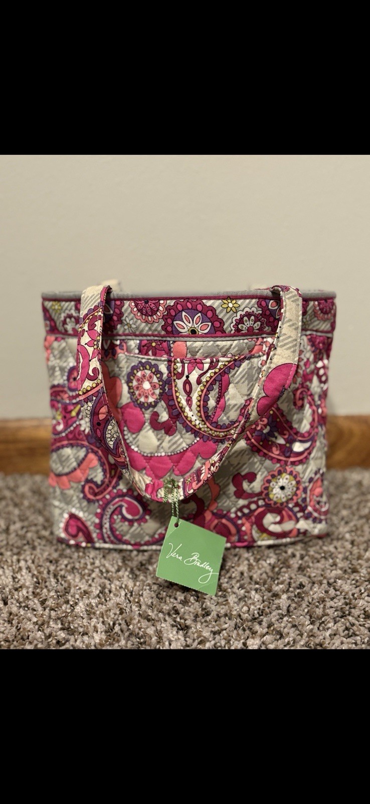 Vera Bradley “Paisley Meets Plaid” Shoulder/Tote Bag Purple/Pink/Beige