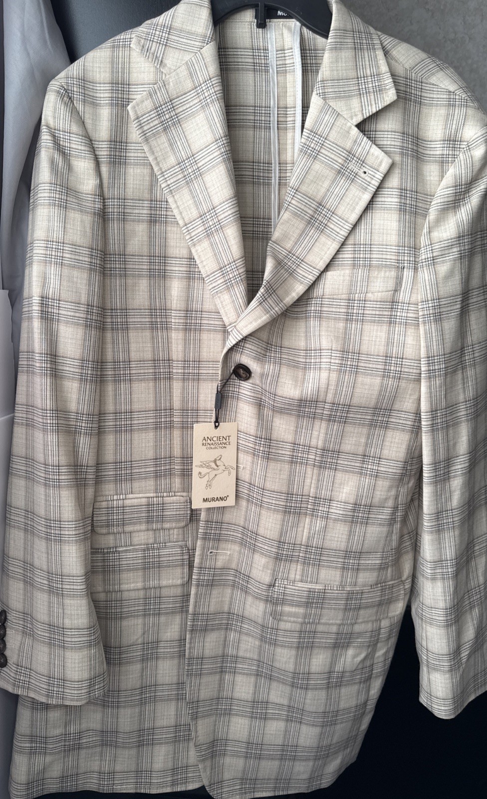 NWT Murano Medium Slim Fit Ancient Renaissance Collection Suit Blazer Men Plaid
