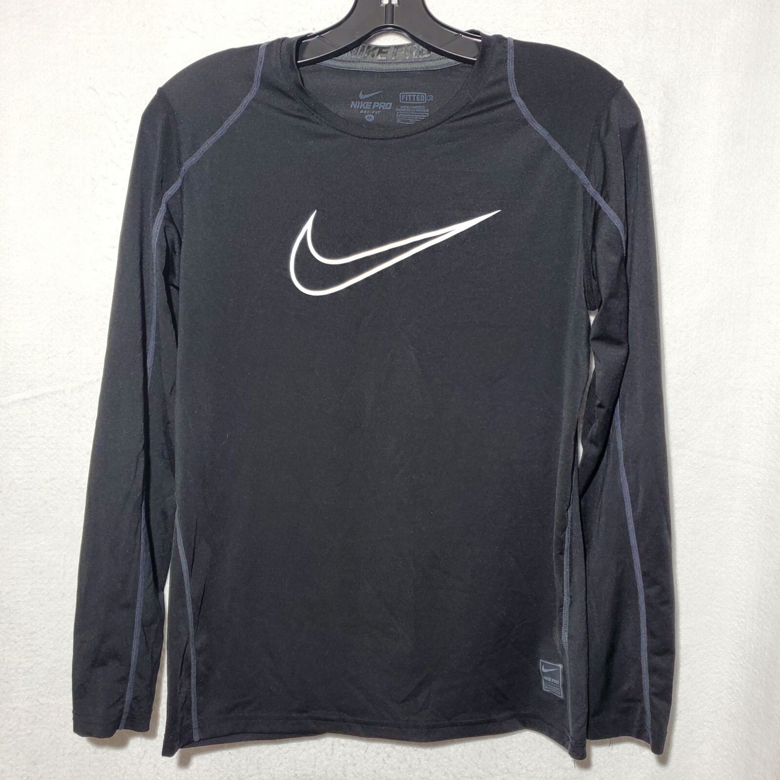 Nike Pro Shirt Youth’s XL Dri-Fit Fitted Black Long Sleeve