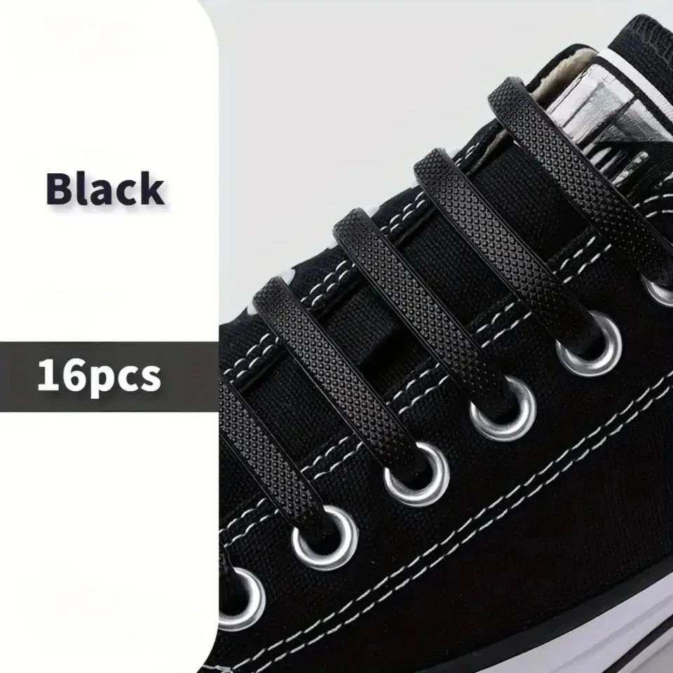 16pcs Elastic No Tie Shoelaces Silicone Stretch Rubber Bands Unisex Sneakers