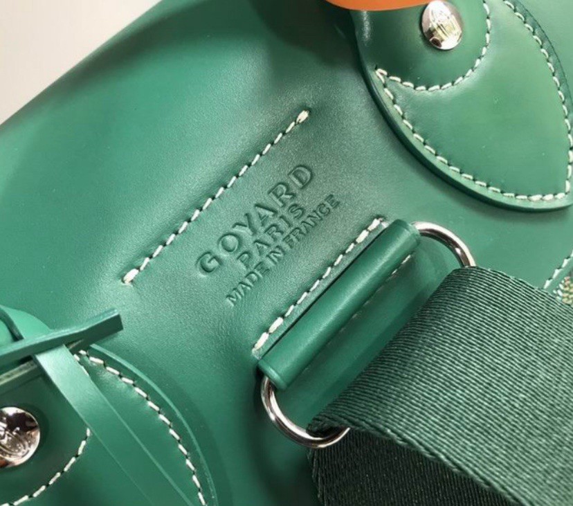 Goyard Green Goyardine Medium Backpack Top Handle Buckle Adjustable Strap
