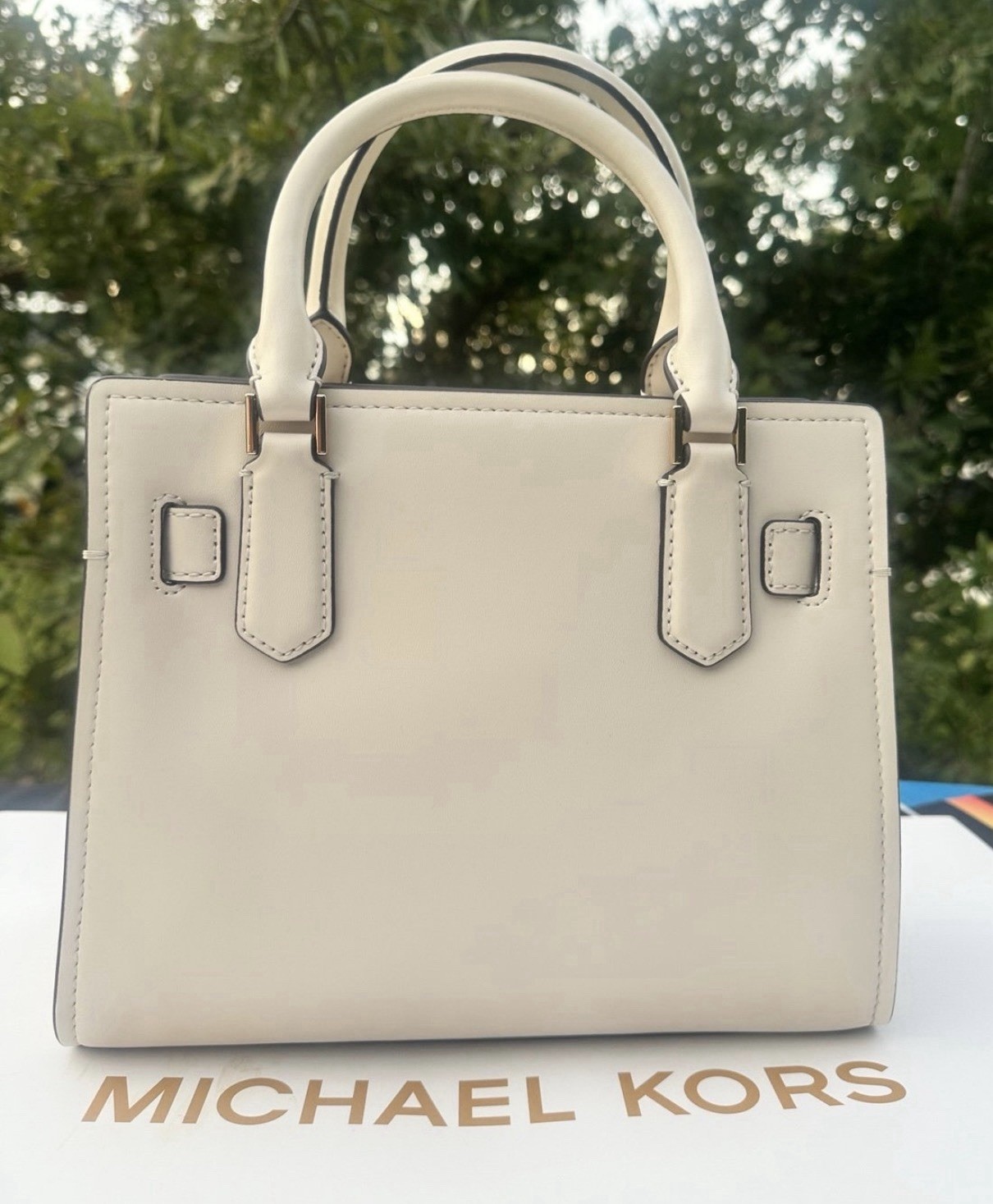 AUTHENTIC Michael Kors Purse Small Hamilton Satchel Patch Work Golden Rod NWT