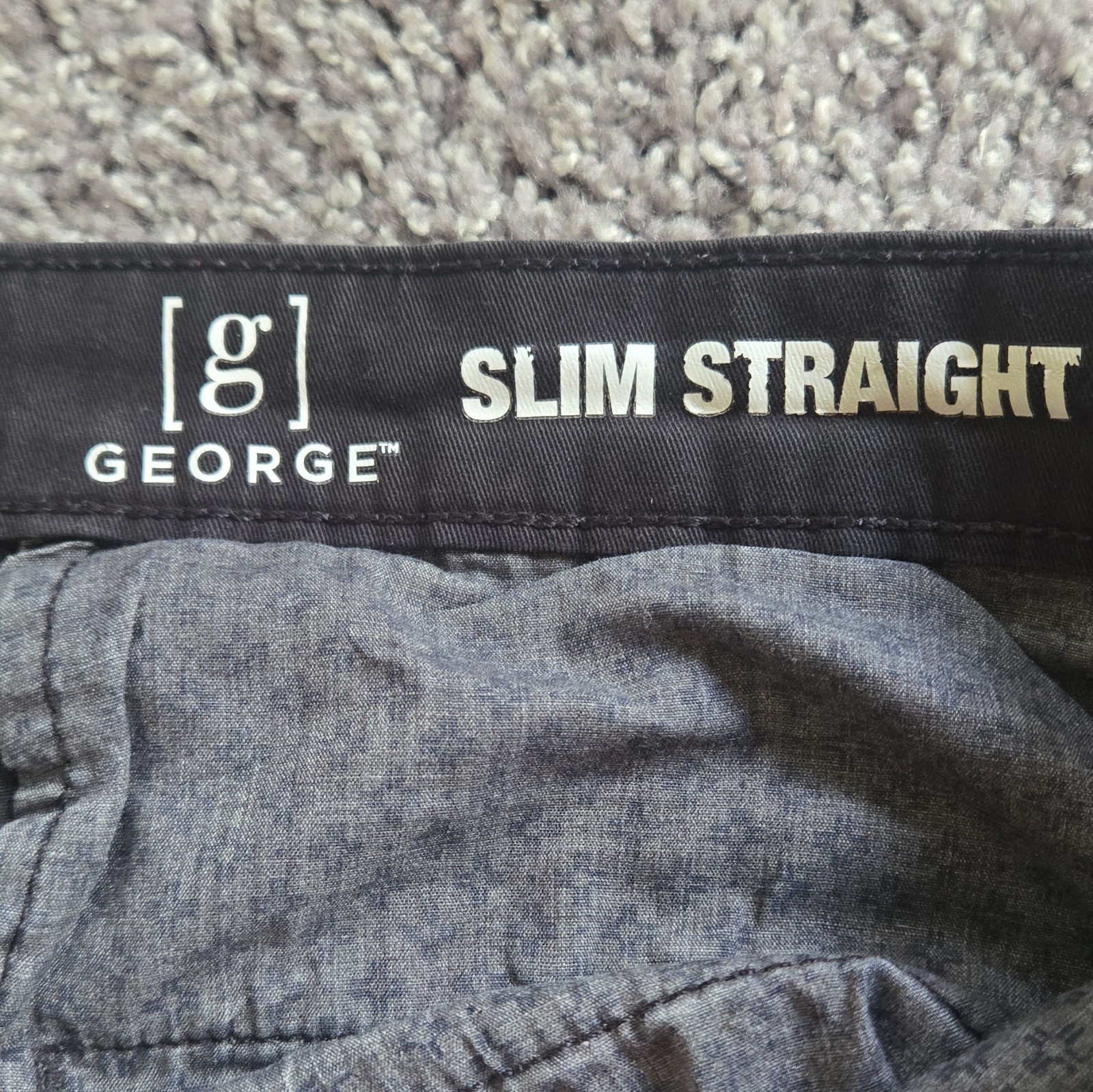 MENS GEORGE Chino Pants Size 34/30 Black Solid Pants Slim Straight