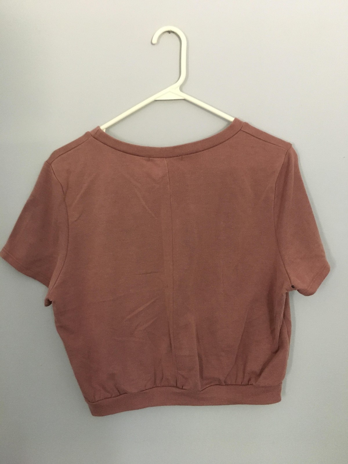 Lulus Shirt Womens Medium Mauve Short Sleeve Banded Hem Crewneck Made in USA