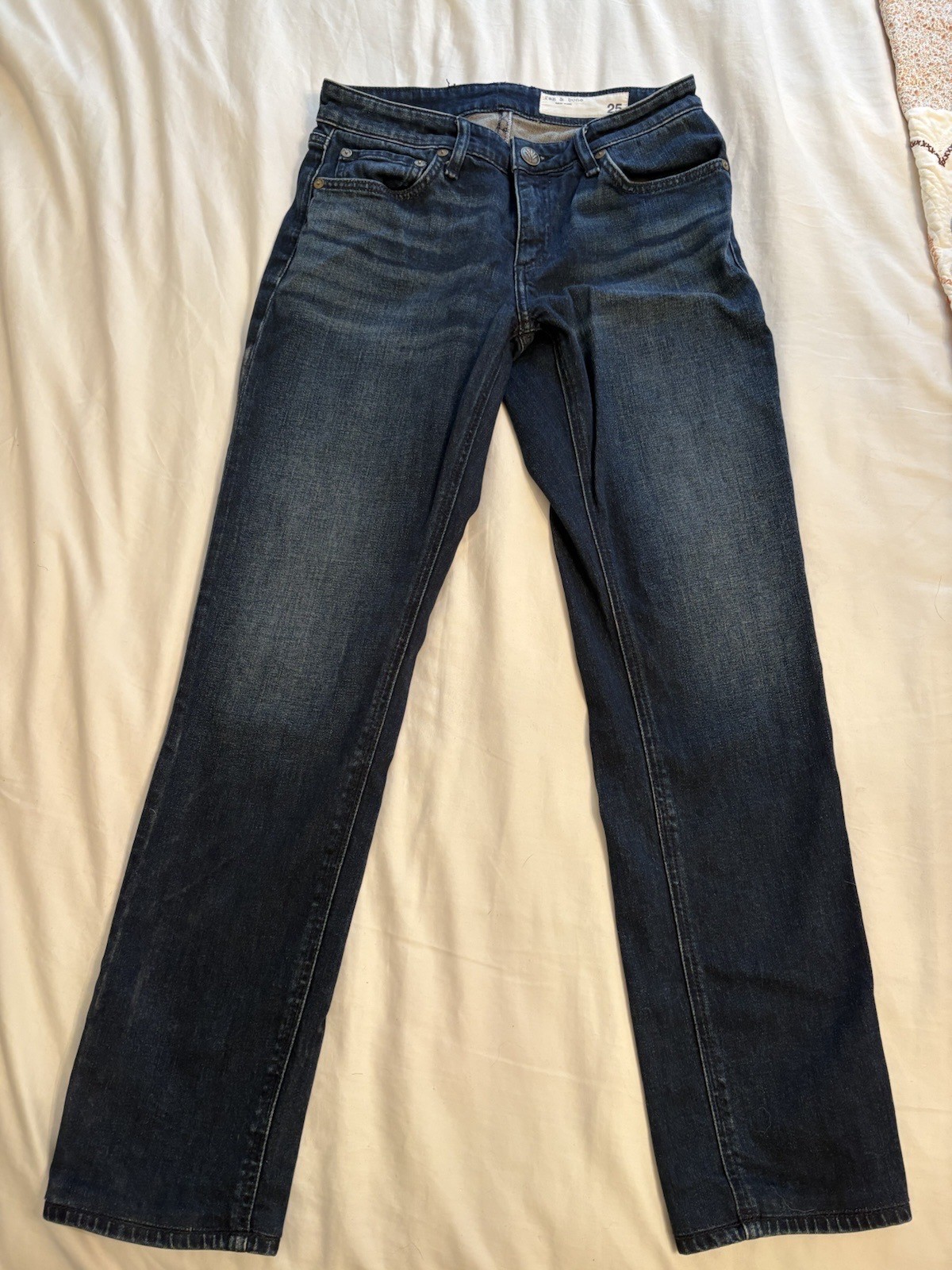 rag & bone Size 25 Straight Leg Mid Rise Dark Wash Denim Women’s Jeans