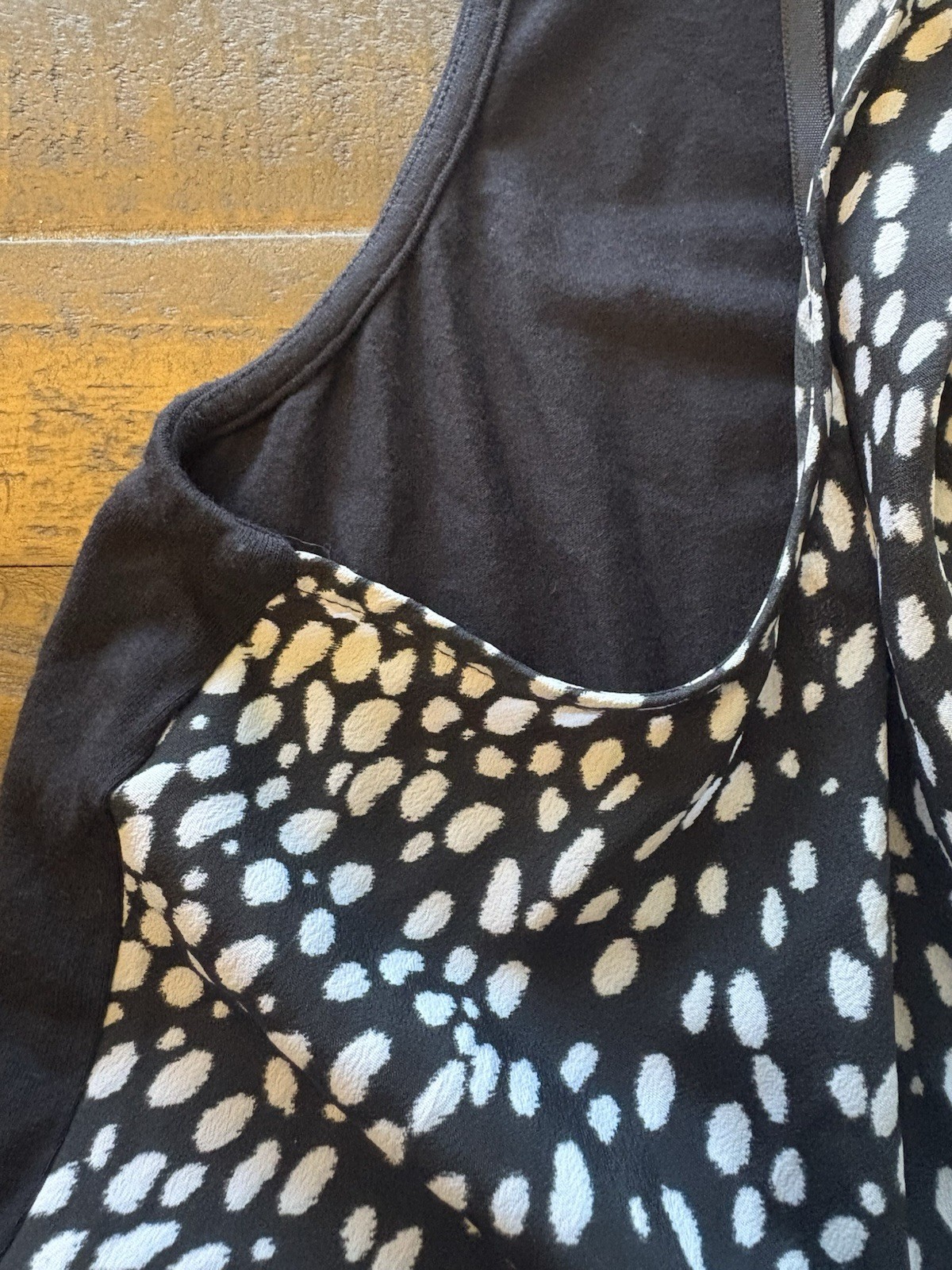 Michael Michael Kors Womens Medium Black Ivory Animal Print Cowl Neck Sleeveless