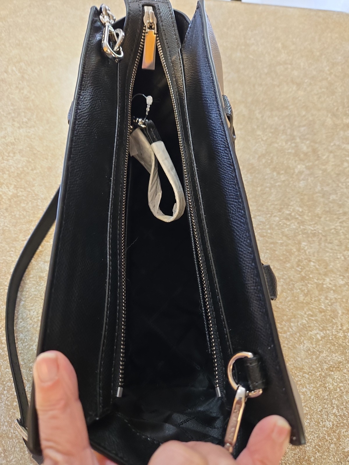 Michael Kors black/grey/white large handbag w crossbody strap NWOT