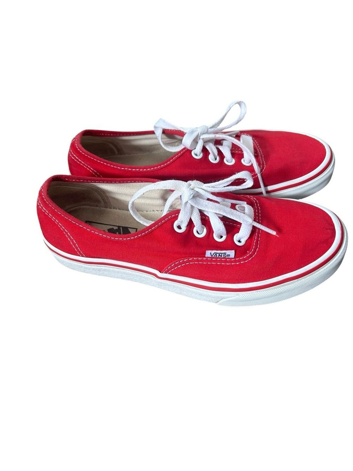 Vans Authentic Canvas Lace-Up Sneakers – Red & White Size Men 5.5 Women 7