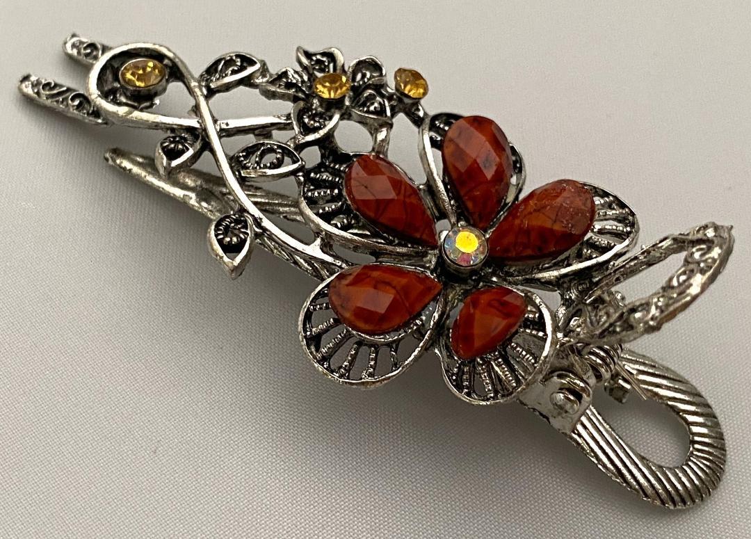 SILVERTONE METAL HAIR CLAMP CRYSTALS OPAQUE STONES SELECT COLOR FREE SHIPPING