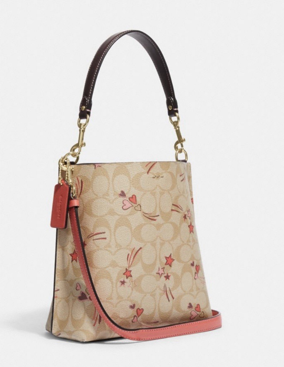 NWT 🎁 Coach Mollie Bucket Bag 22 In Signature Canvas With Heart Shooting Star