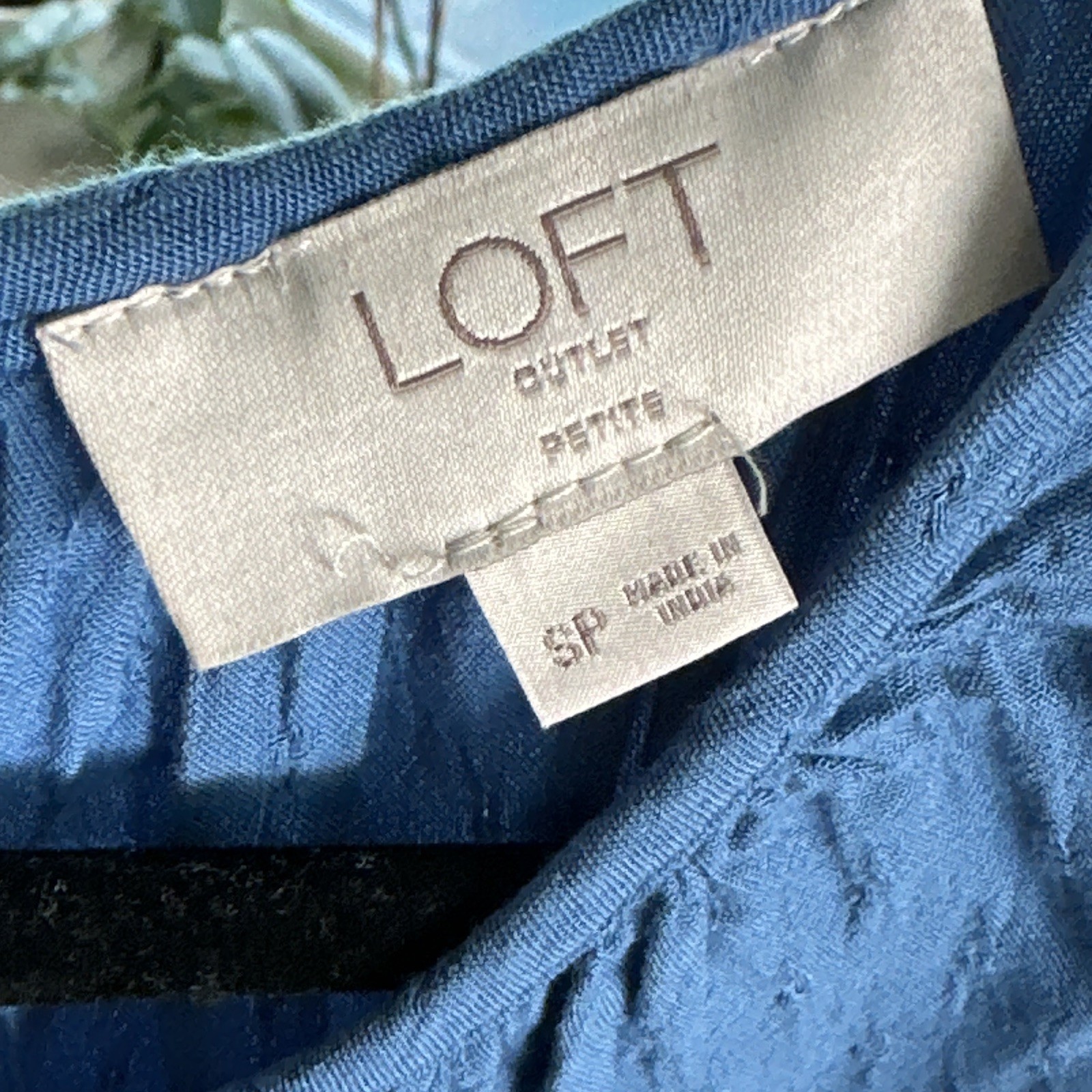 LOFT Petite S/P Blue Solid T-Shirt Dress Cotton Flutter Sleeve Ruffle Knee
