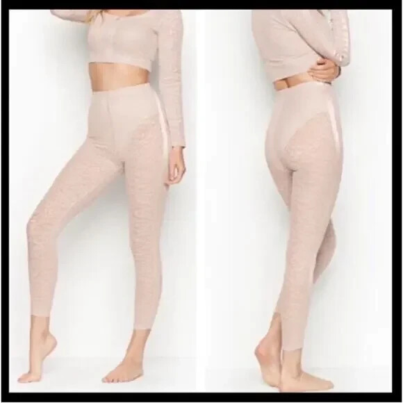 Victoria’s Secret Leopard Print Sheer Mesh Performance Tight 7/8 Leggings NWT S