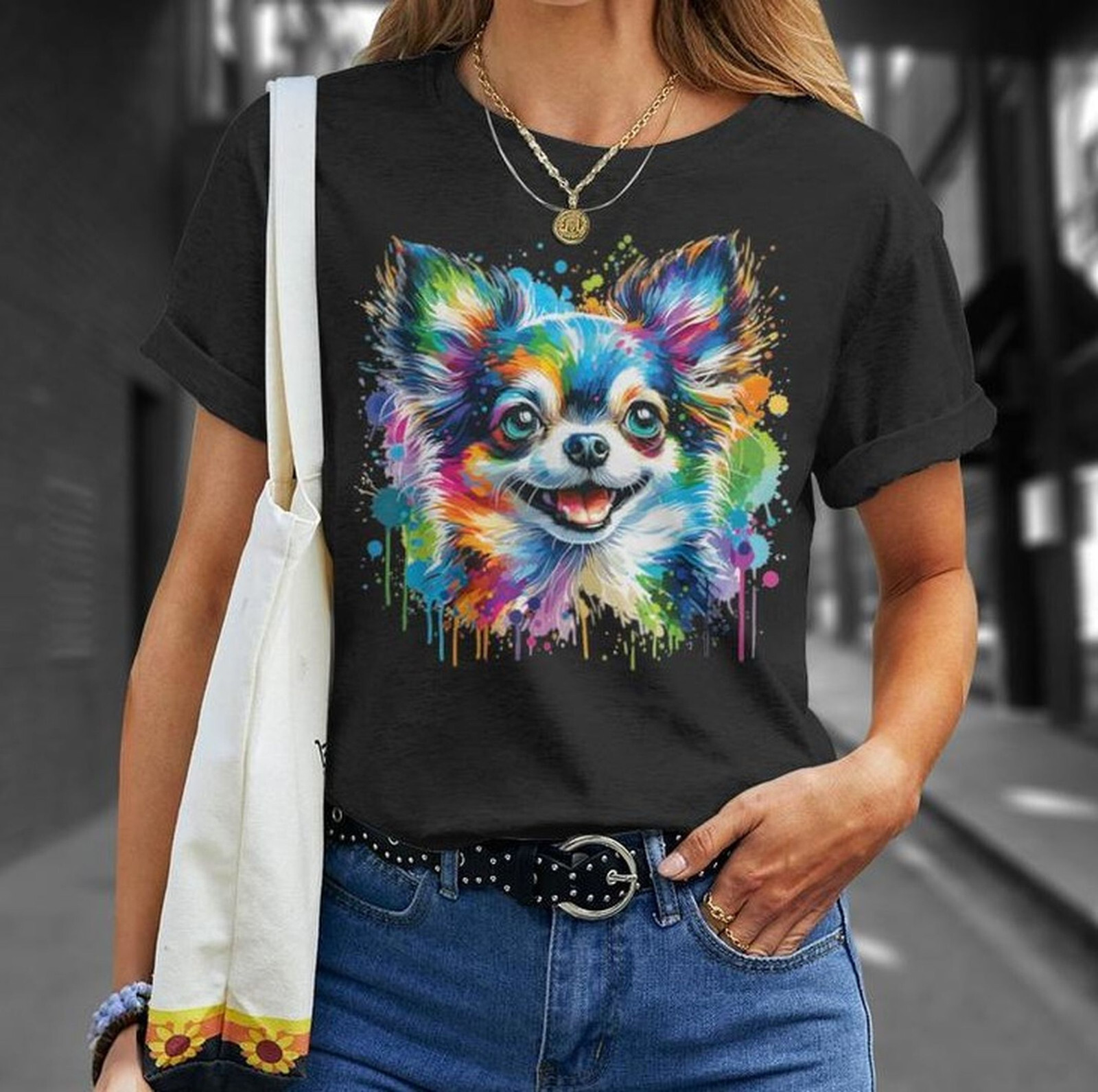 Colorful Watercolor Chihuahua T-Shirt, Chihuahua Dog Art Shirt, Unique Pet Lover