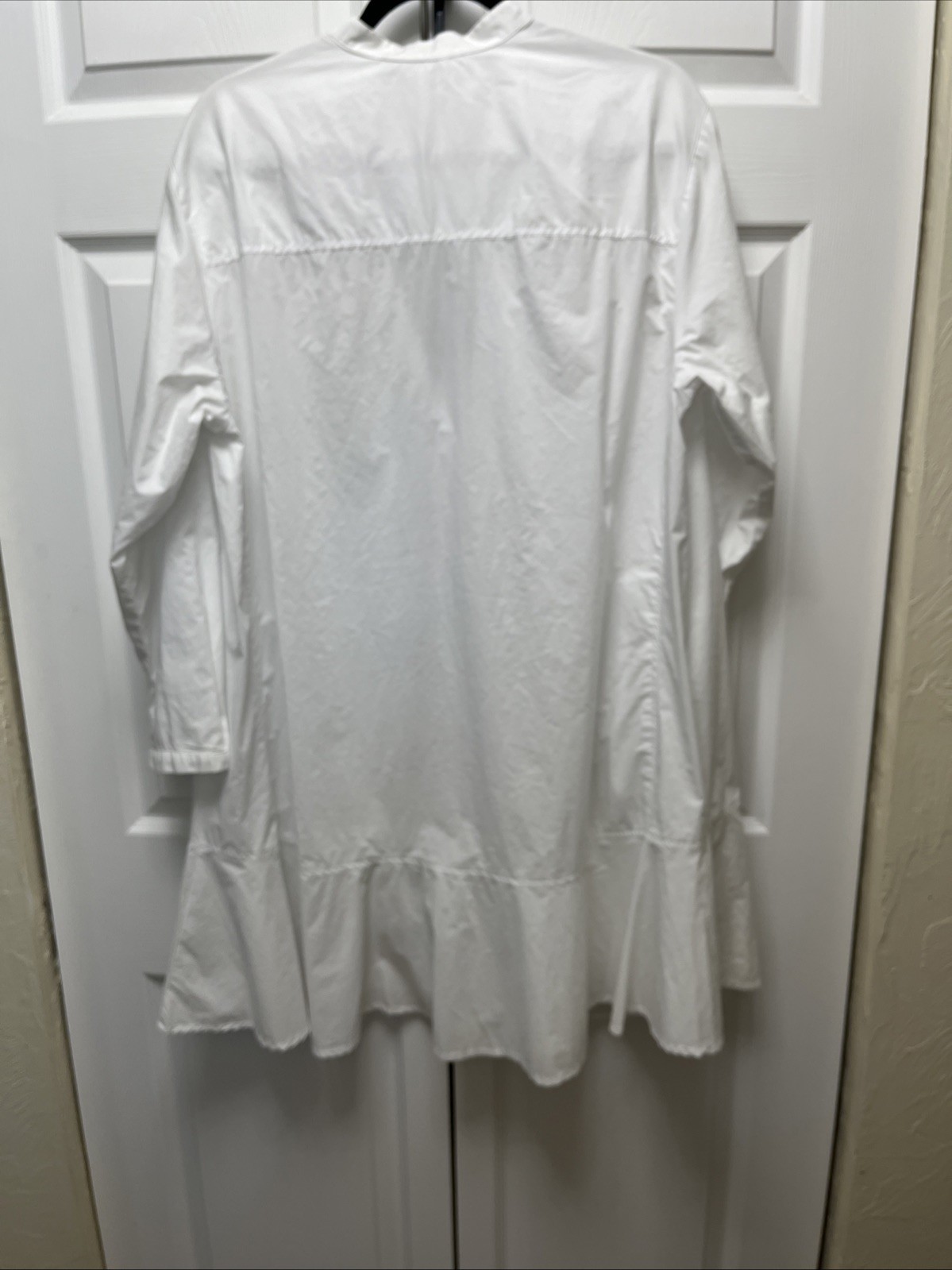 ALEMBIKA WHITE Freedom Flounce LONG SLEEVE TUNIC TOP MADE IN ISRAEL Lg Nice