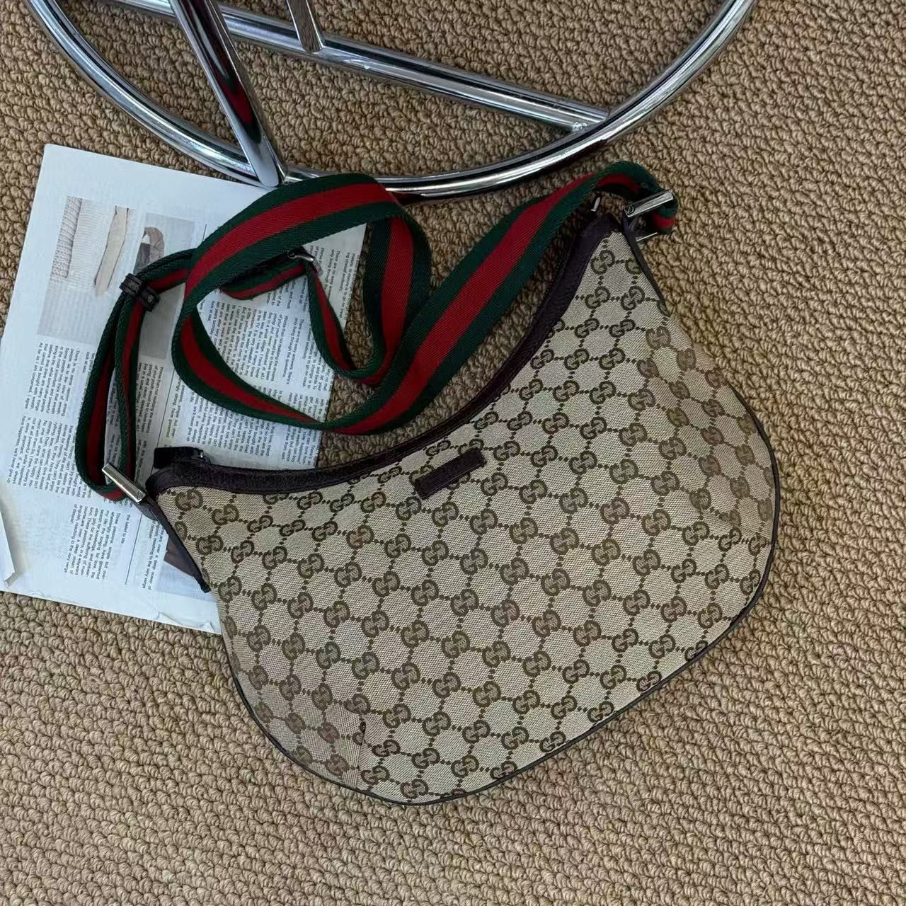 Gucci Half Moon Ophidia Monogram Crossbody GG Canvas